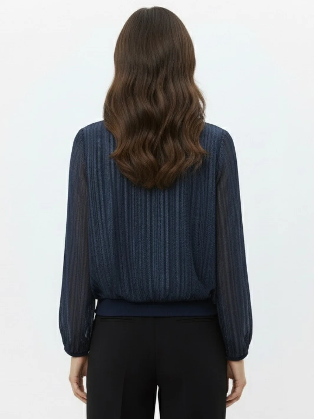 Kate & Pippa Bella Band Top In Navy Lurex Print - Image 4