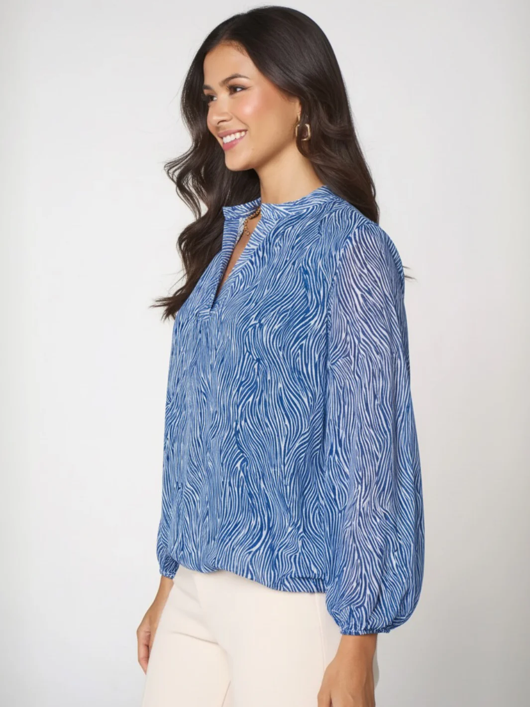 Kate & Pippa Bella Band Top In Navy Print - Image 2