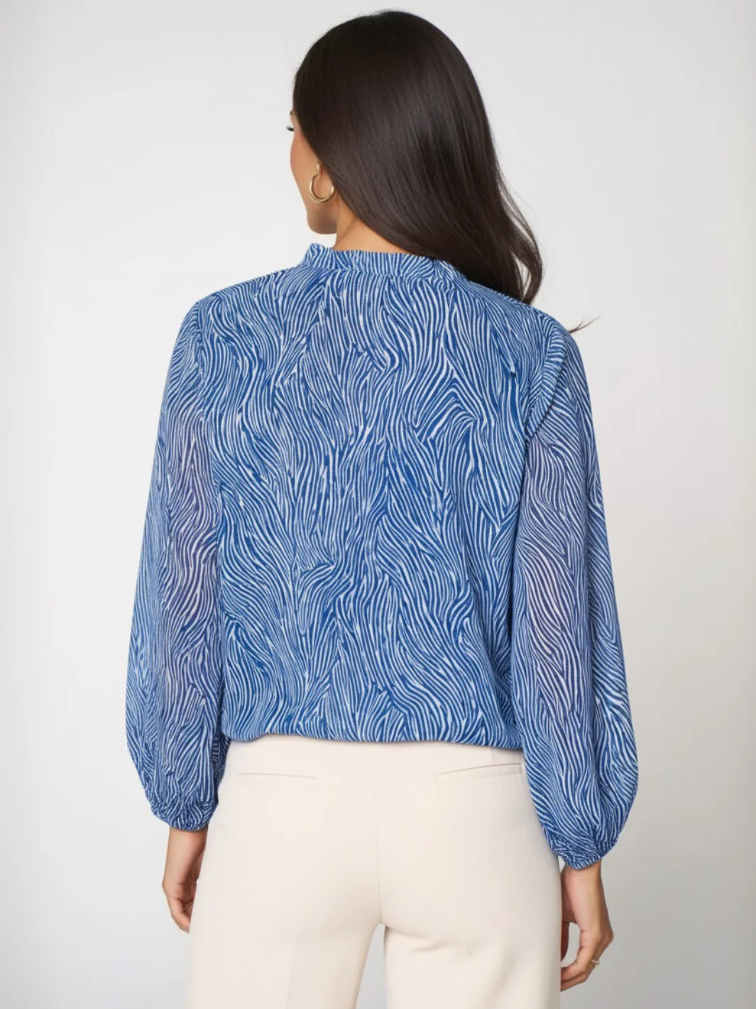 Kate & Pippa Bella Band Top In Navy Print - Image 4