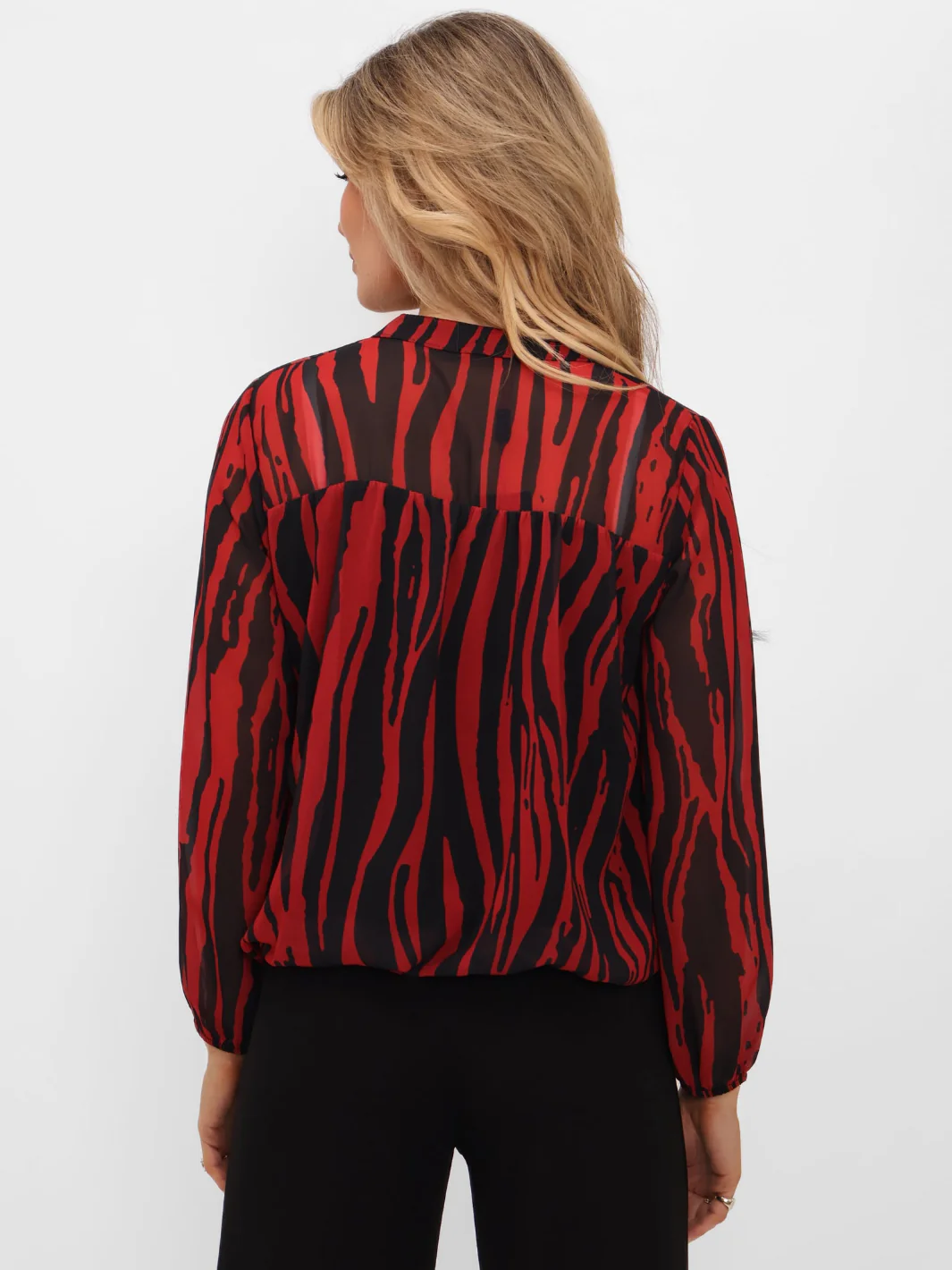 Kate & Pippa Bella Band Top In Red/Black Print - Image 7