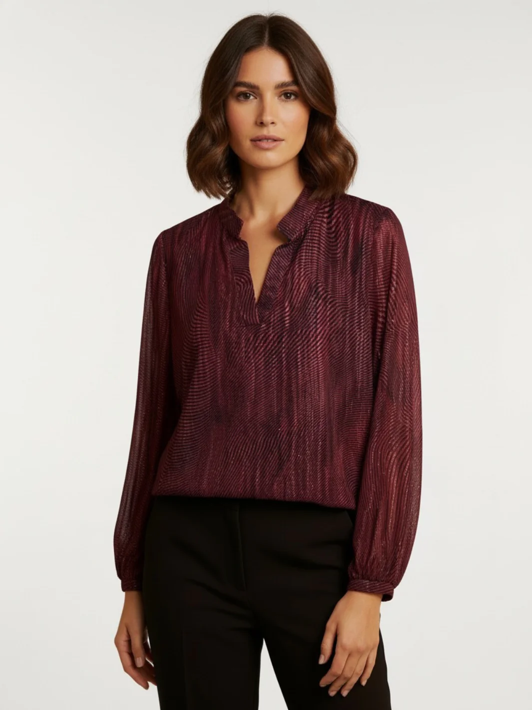 Kate & Pippa Bella Band Top In Red Lurex Print - Image 4