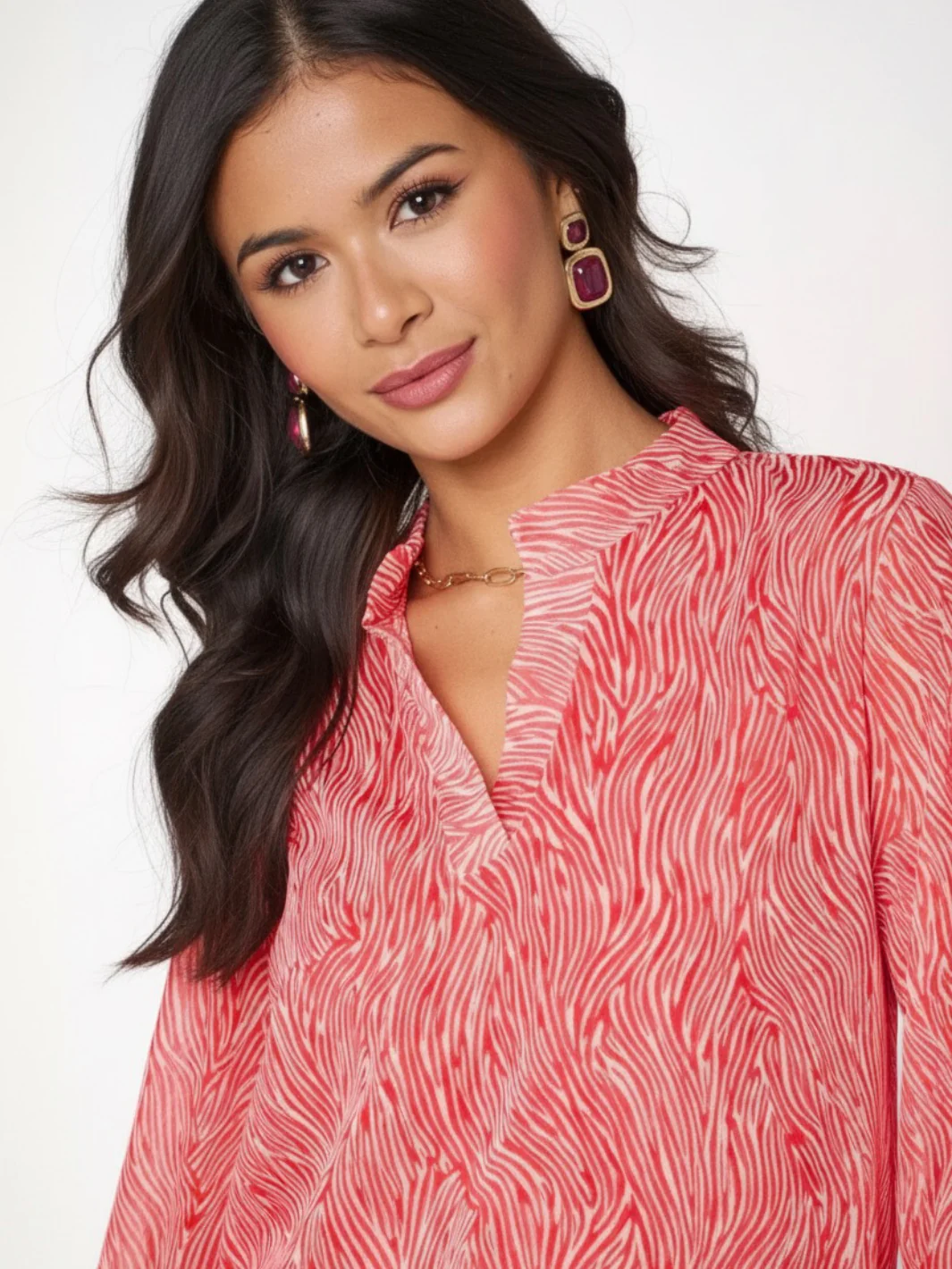 Kate & Pippa Bella Band Top In Red Print - Image 3