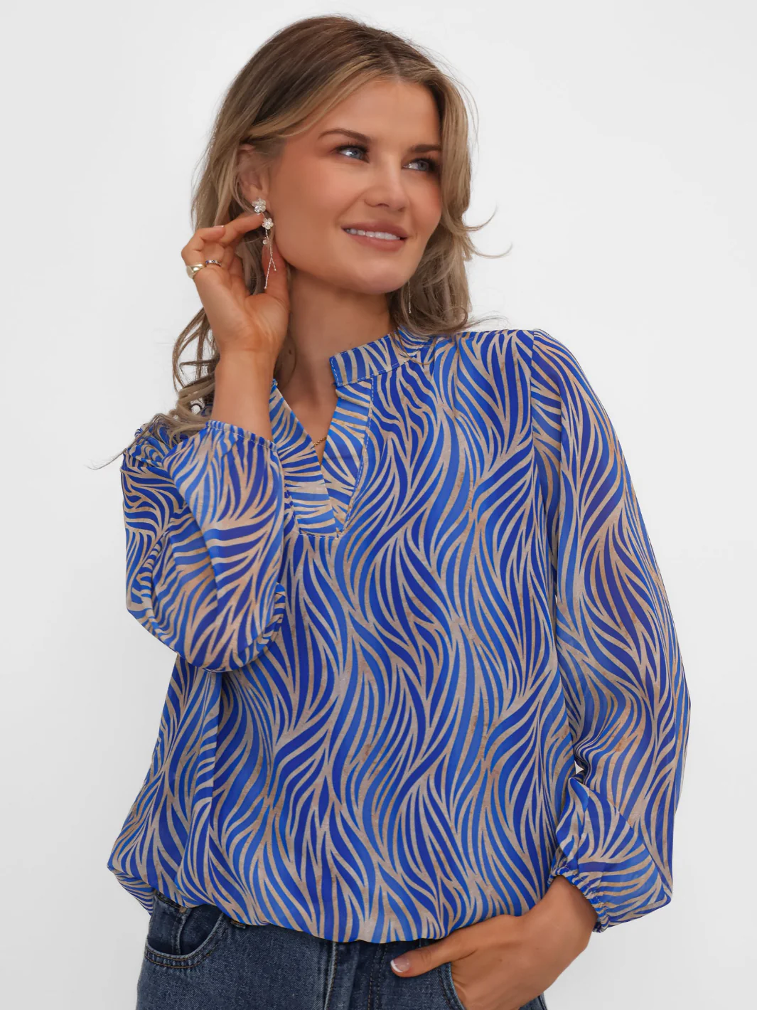 Kate & Pippa Bella Band Top In Royal Blue Animal - Image 4