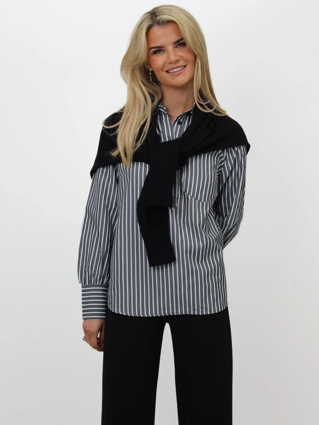 Kate & Pippa Cambridge Striped Shirt In Grey