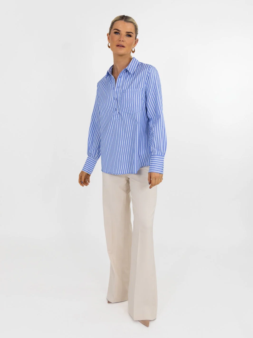 Kate & Pippa Cambridge Striped Shirt In Light Blue - Image 5