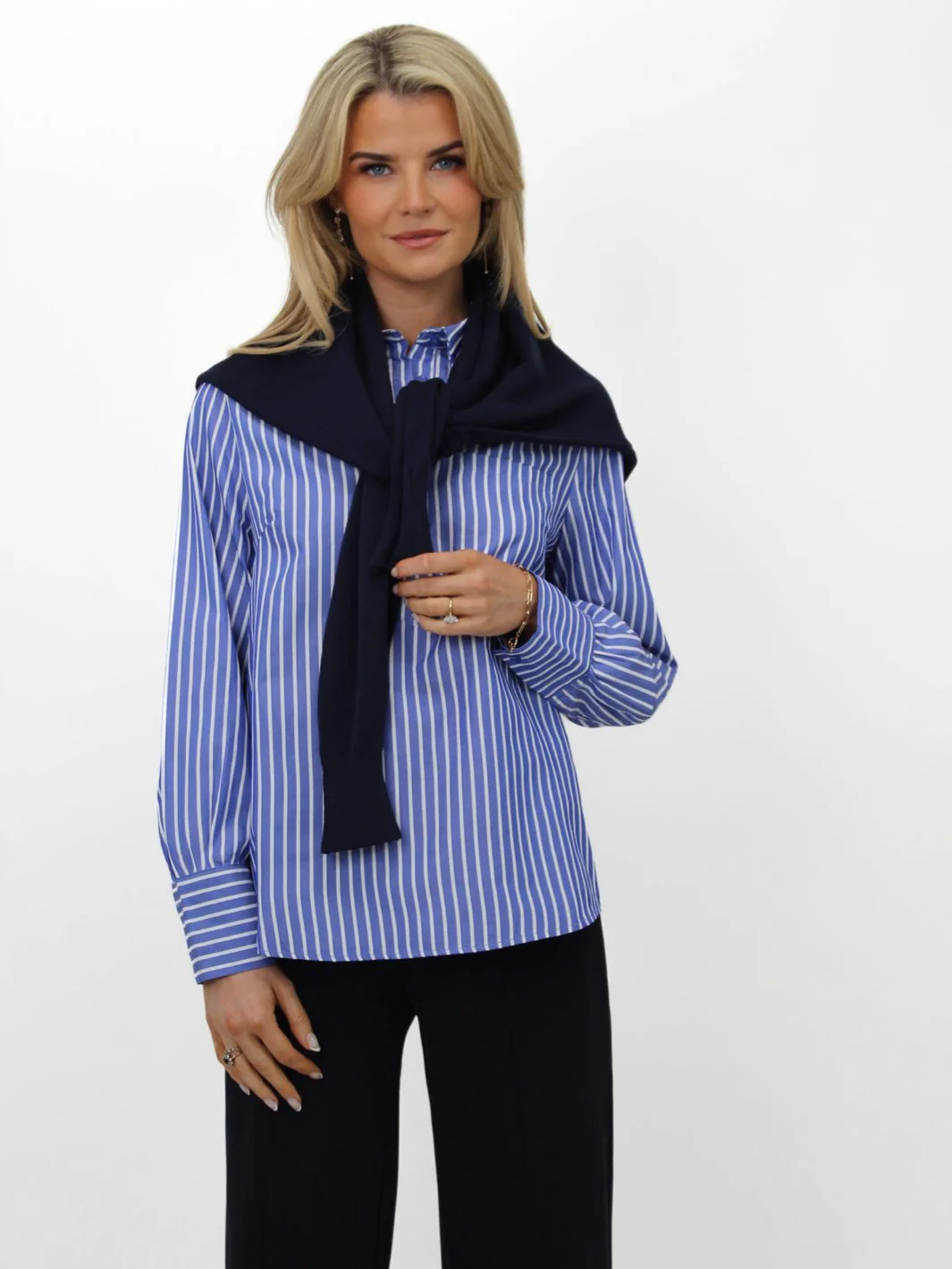 Kate & Pippa Cambridge Striped Shirt In Navy Blue