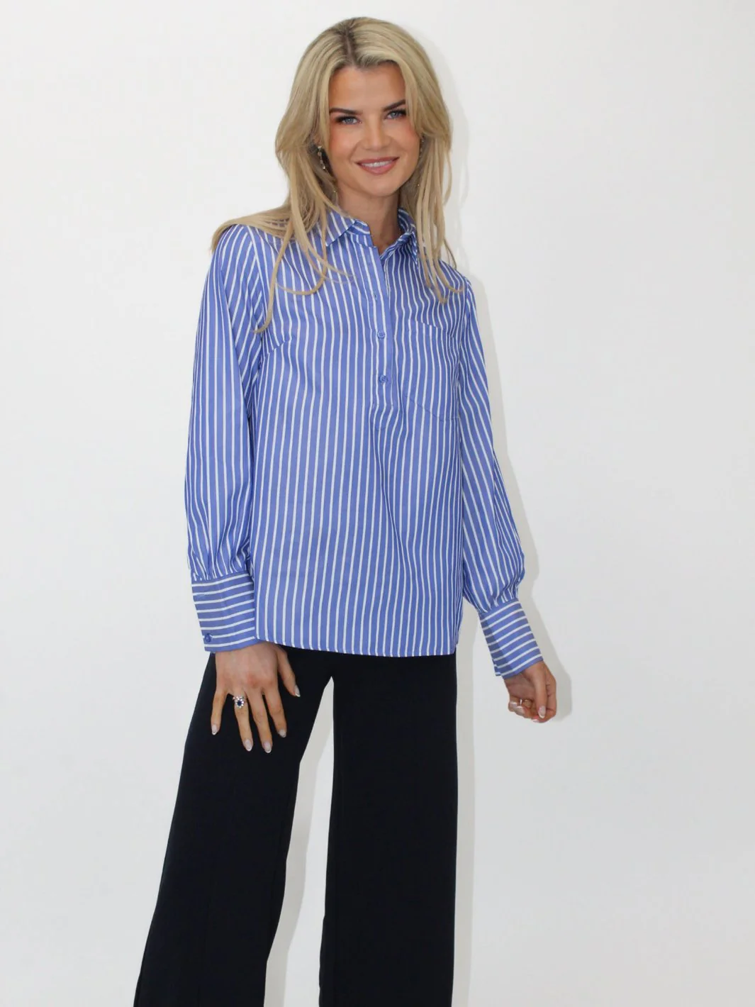 Kate & Pippa Cambridge Striped Shirt In Navy Blue - Image 2