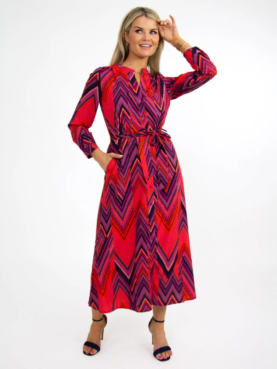 Kate & Pippa Capri Dress In Coral Mizzoni - Image 6