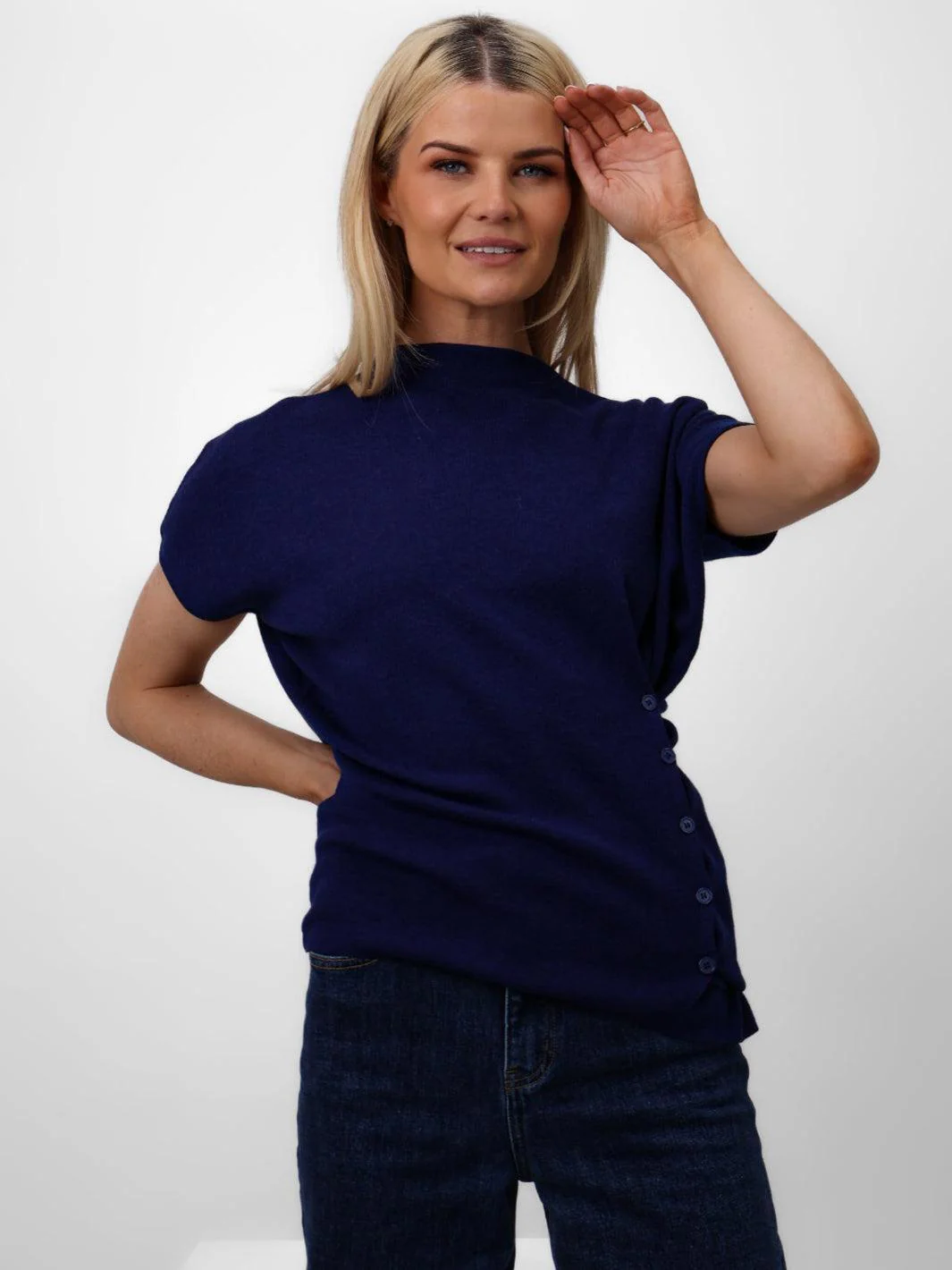 Kate & Pippa Dana Knitted Top In Navy - Image 7