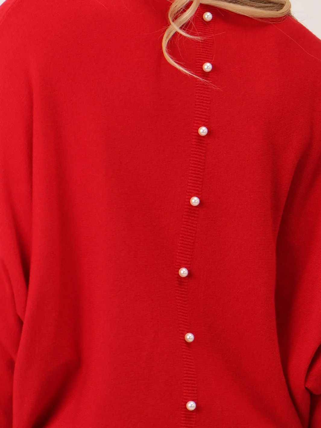 Kate & Pippa Elba Pearl Detail Knit Jumper In Red - Image 4