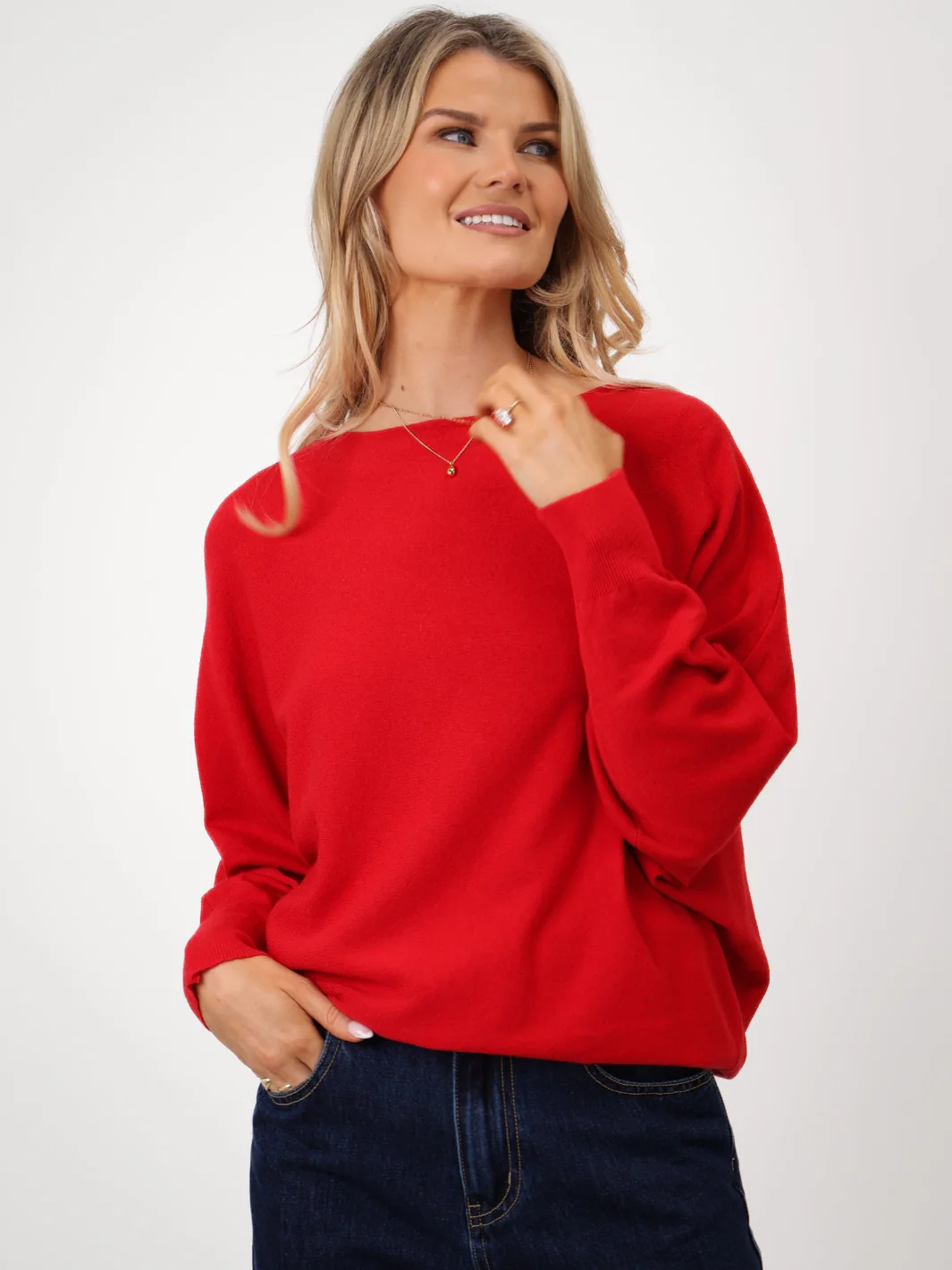 Kate & Pippa Elba Pearl Detail Knit Jumper In Red - Image 7
