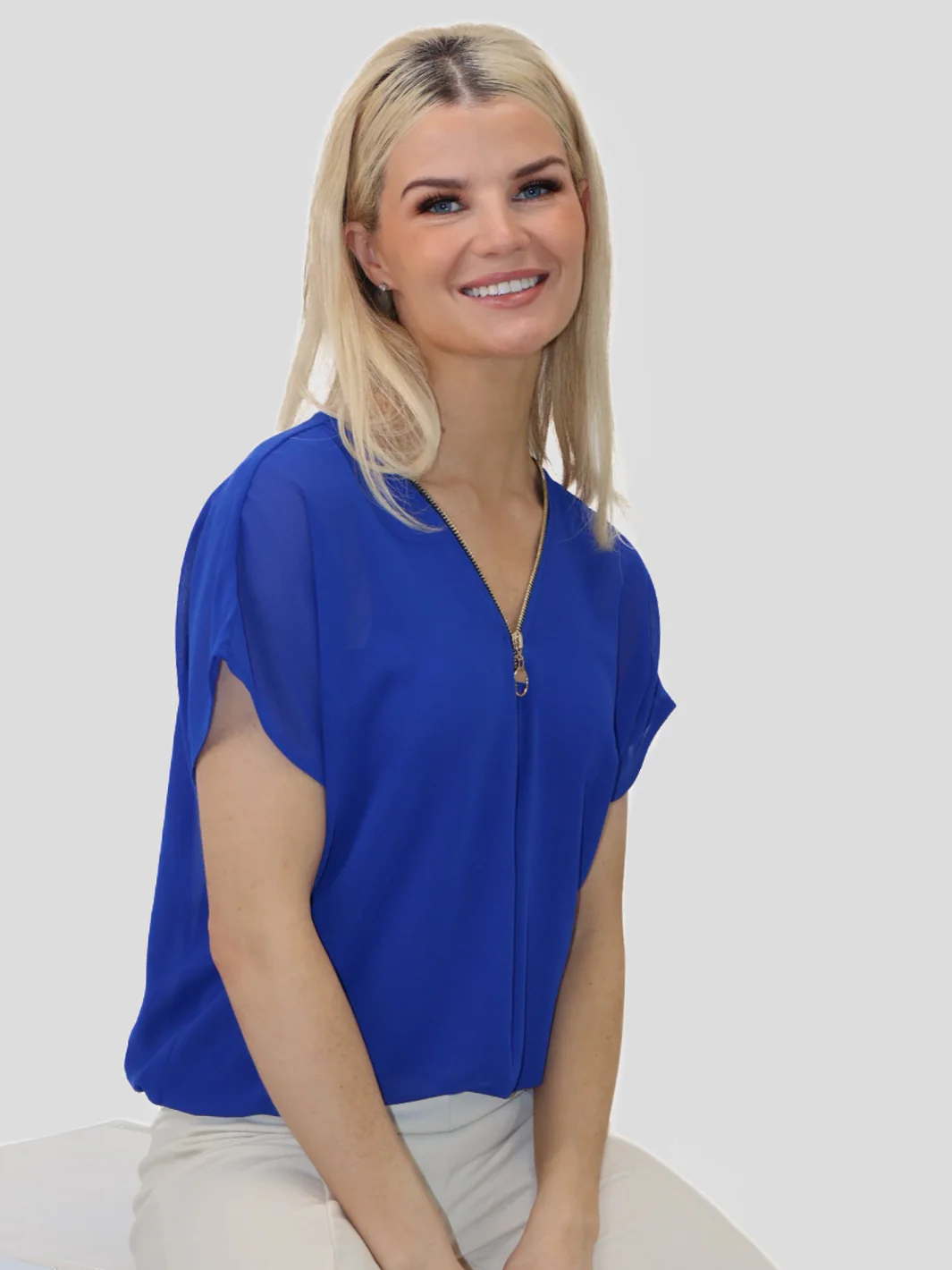 Kate & Pippa Eva Zip Top In Blue - Image 2