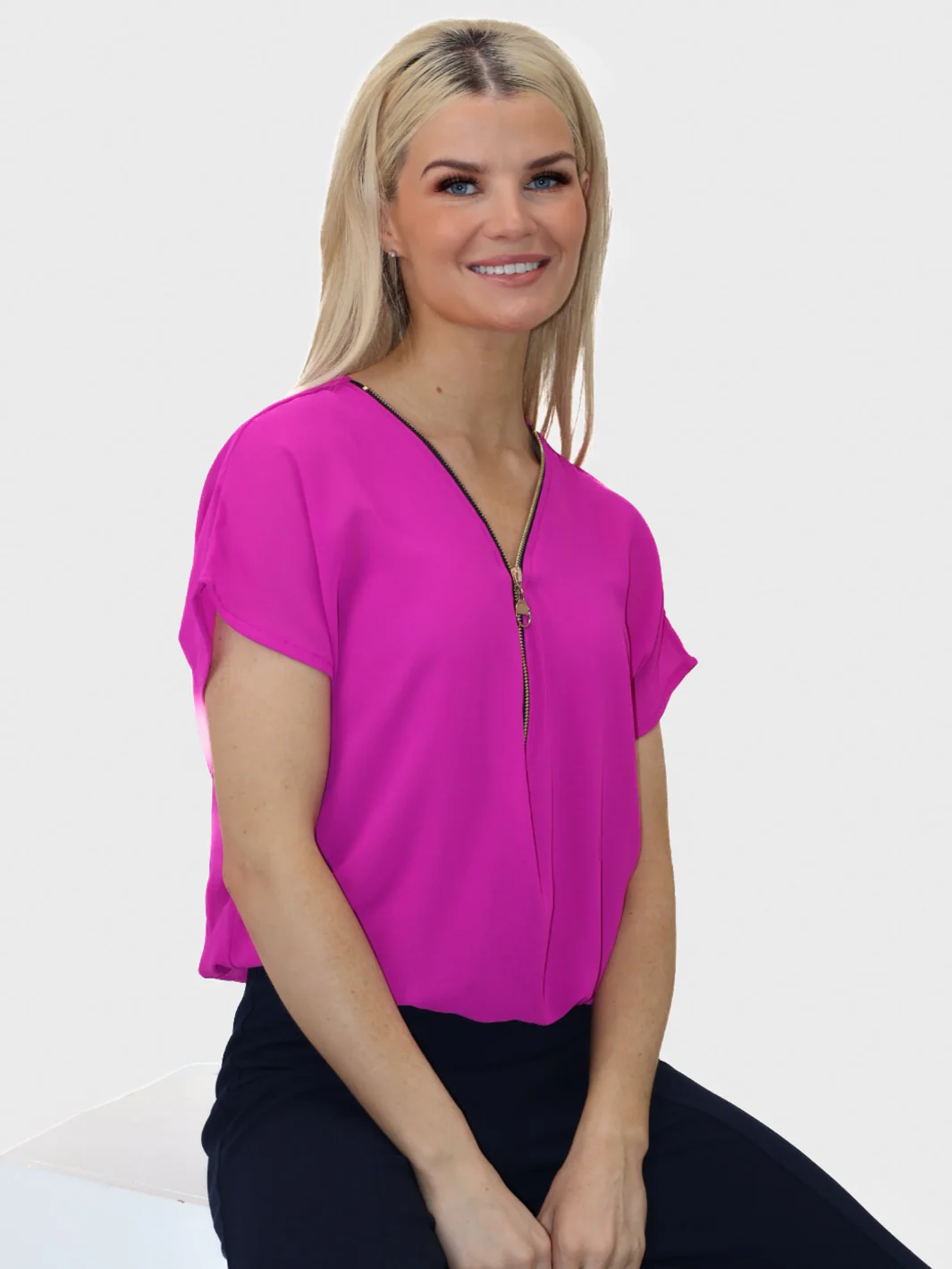 Kate & Pippa Eva Zip Top In Magenta