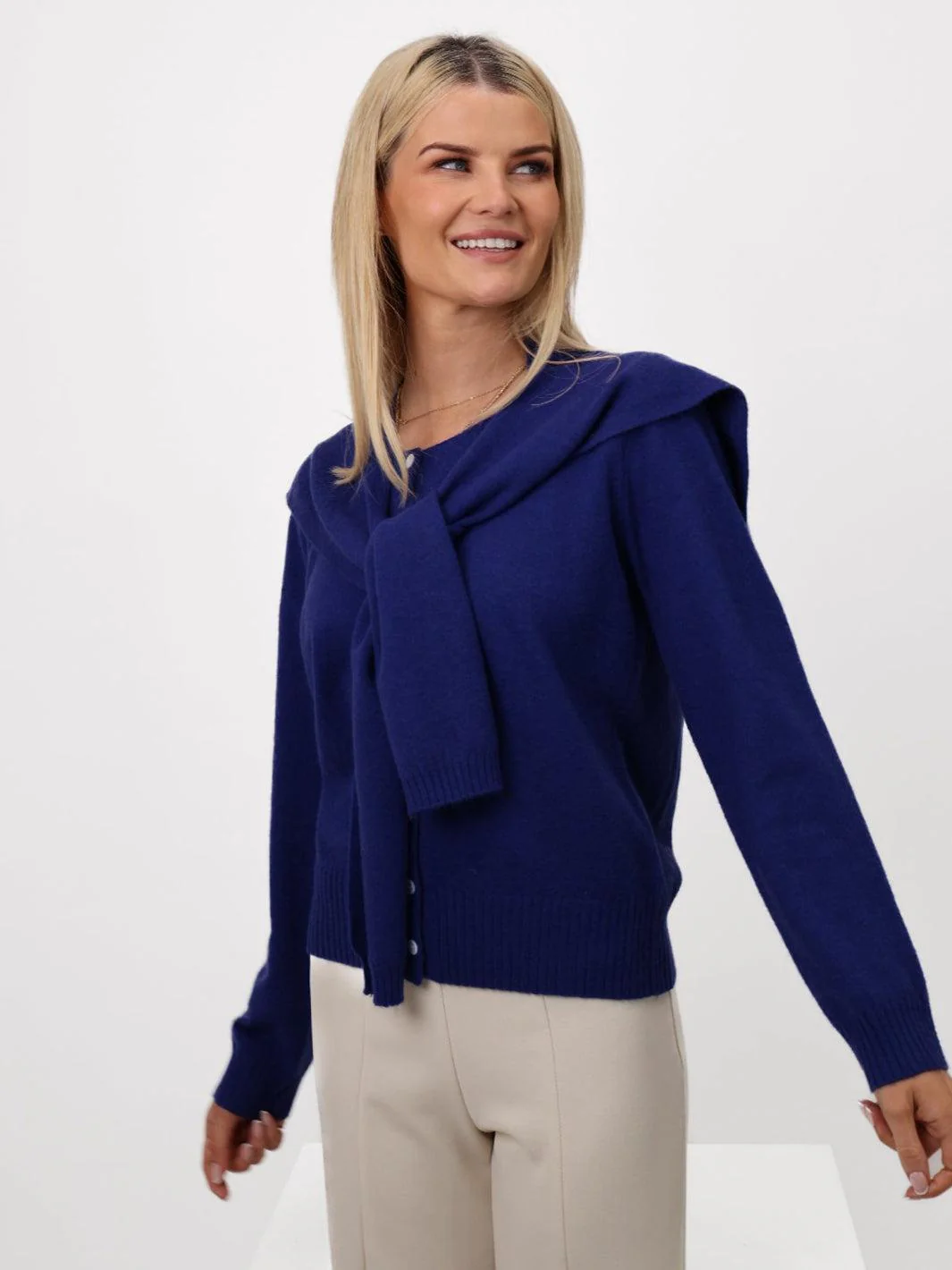 Kate & Pippa Fern Cardigan & Shawl In Navy - Image 2