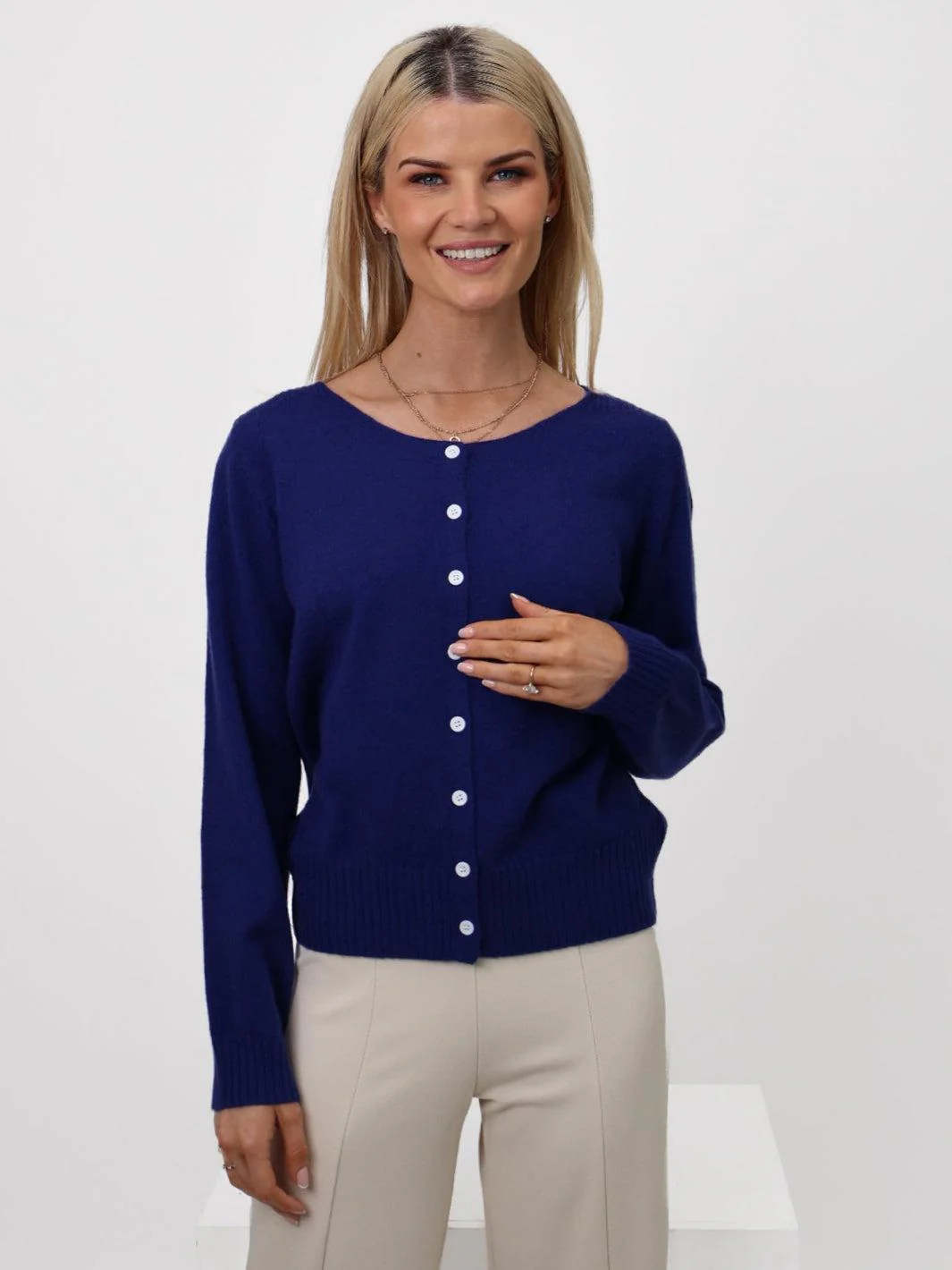 Kate & Pippa Fern Cardigan & Shawl In Navy - Image 3