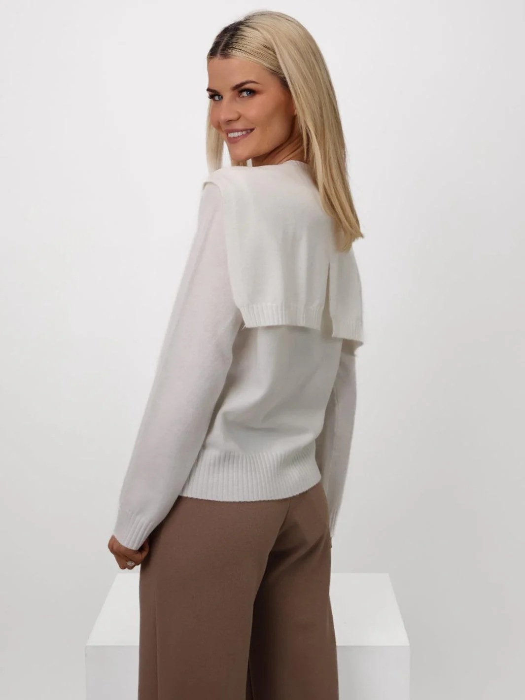 Kate & Pippa Fern Cardigan & Shawl In Off-White - Image 6