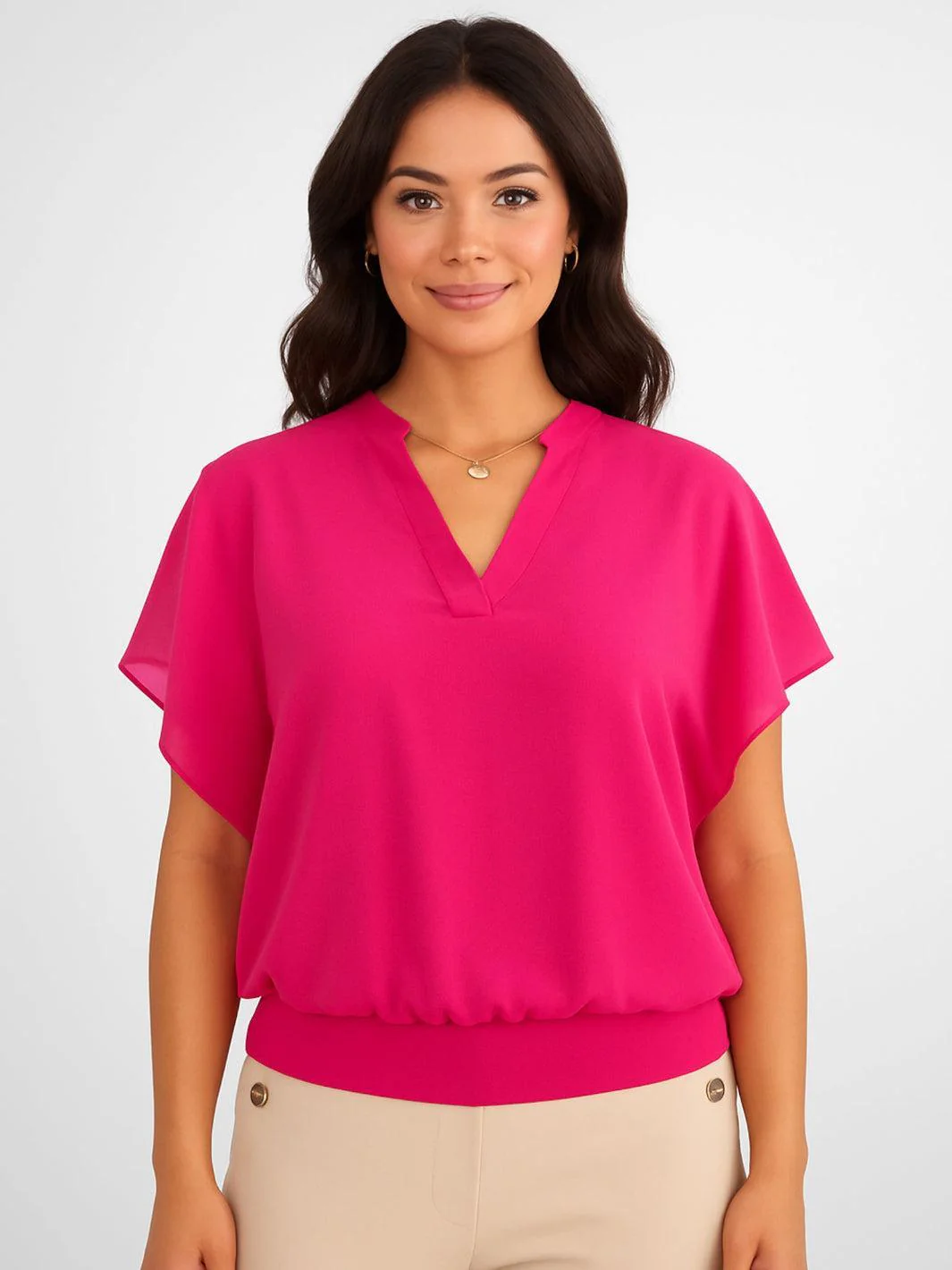 Kate & Pippa Indie Short Sleeve Band Top In Cerise Pink