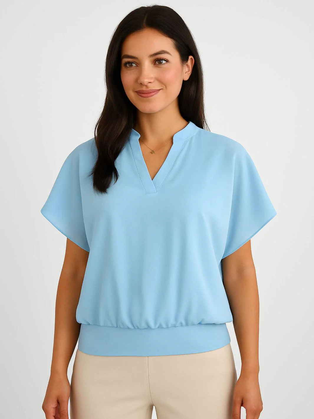 Kate & Pippa Indie Short Sleeve Band Top In Light Blue