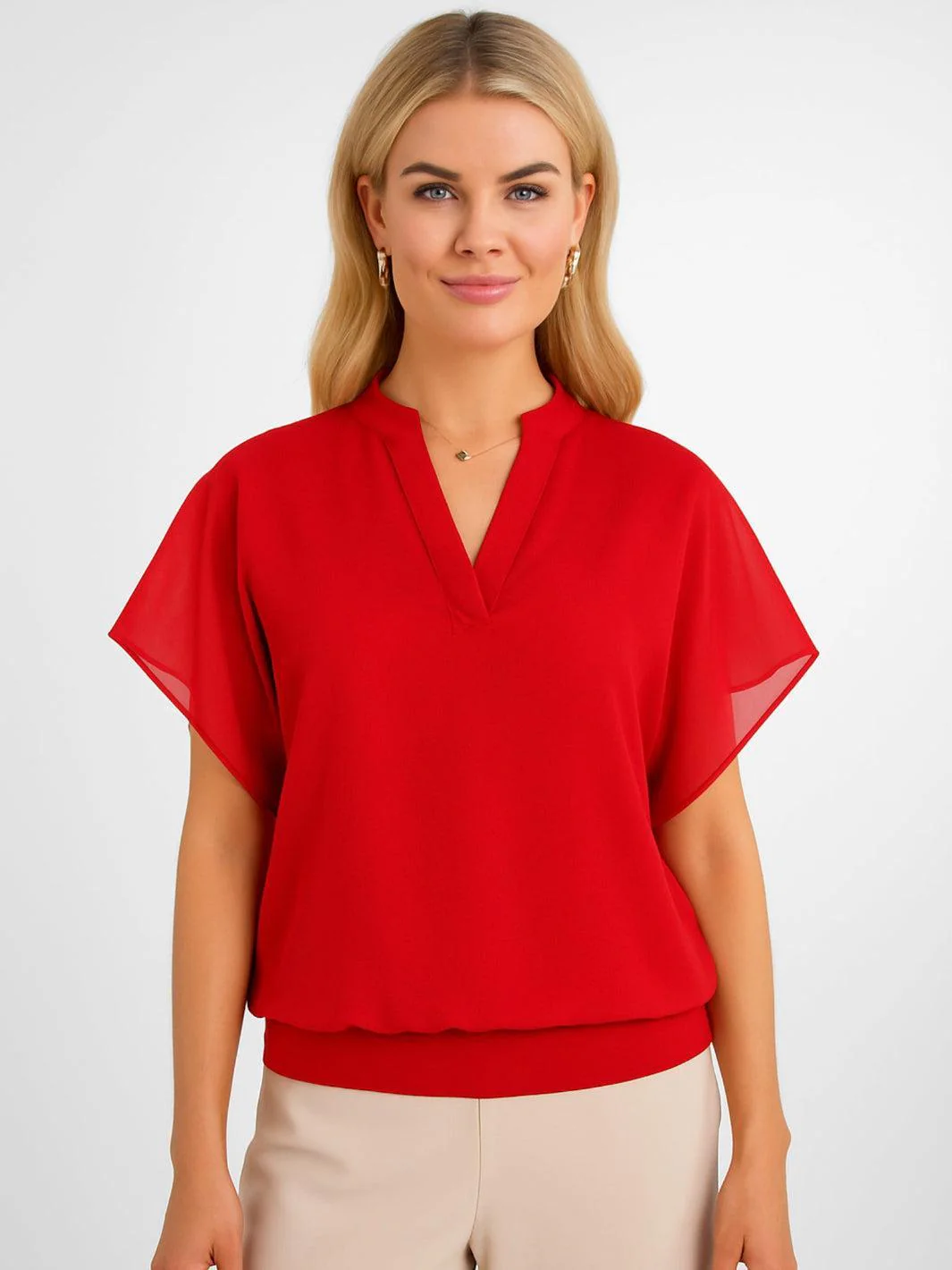 Kate & Pippa Indie Short Sleeve Band Top In Red