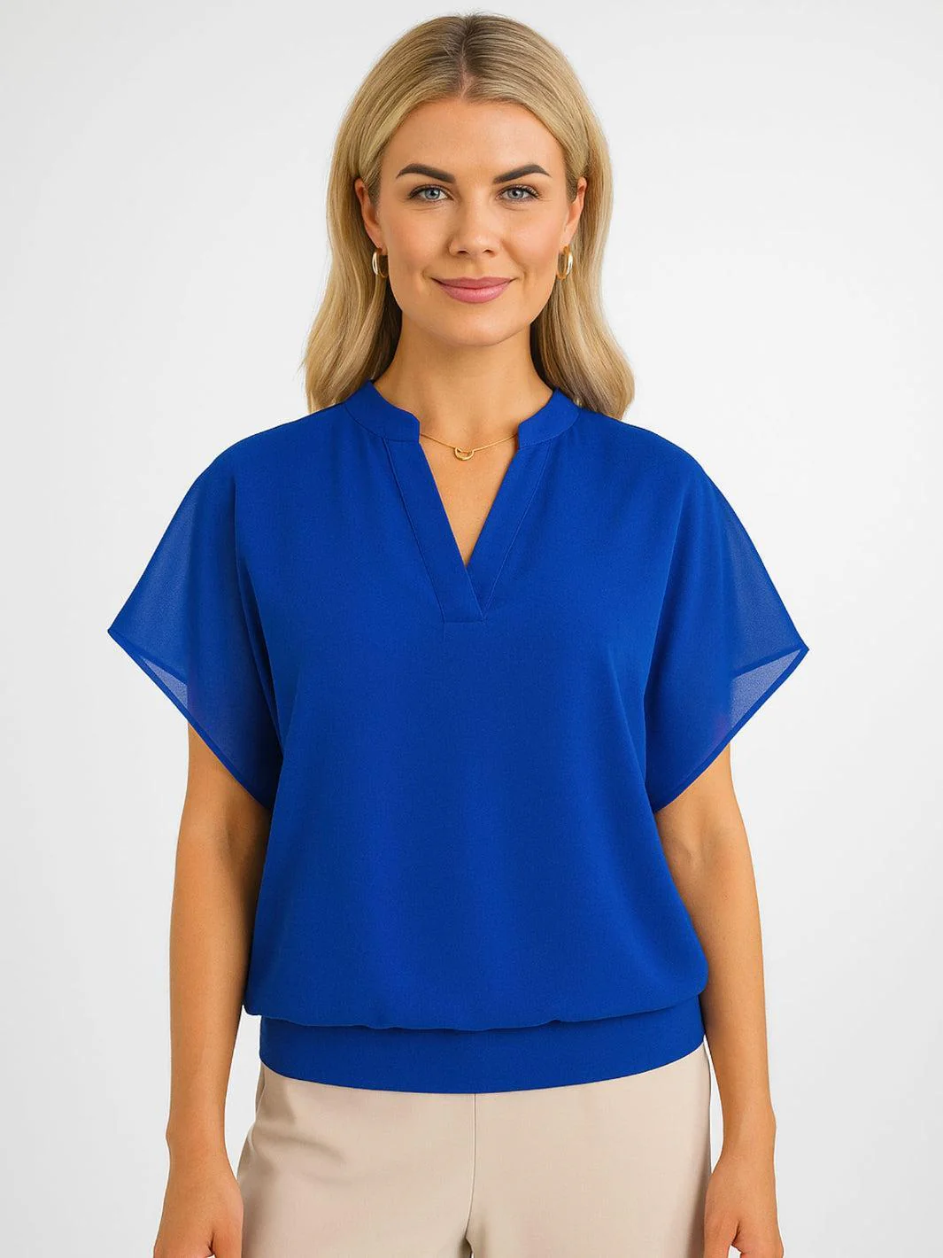Kate & Pippa Indie Short Sleeve Band Top In Royal Blue