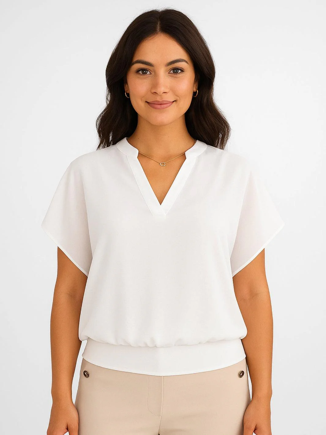 Kate & Pippa Indie Short Sleeve Band Top In White