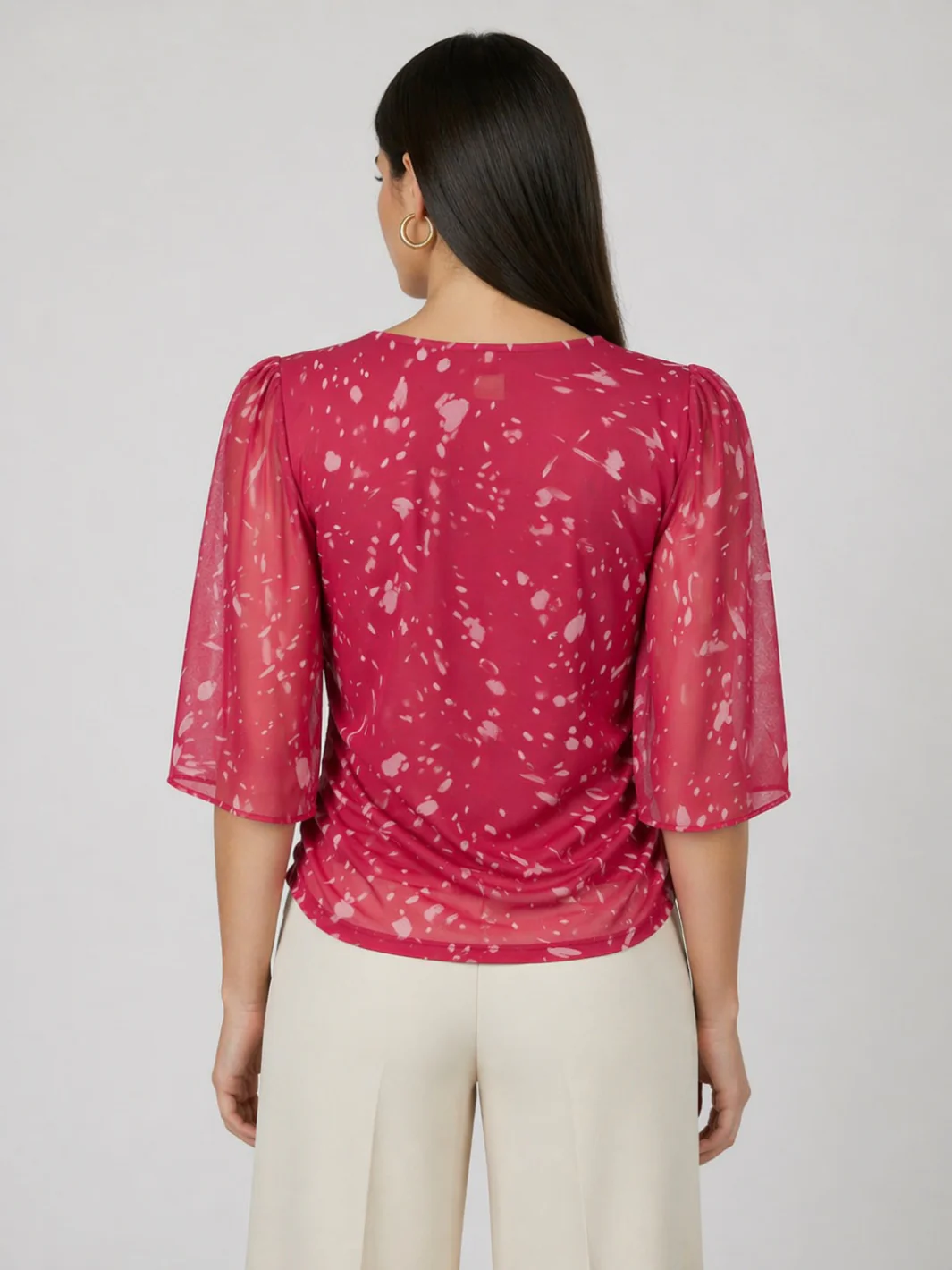 Kate & Pippa Ivy V-Neck Top In Pink Print - Image 2