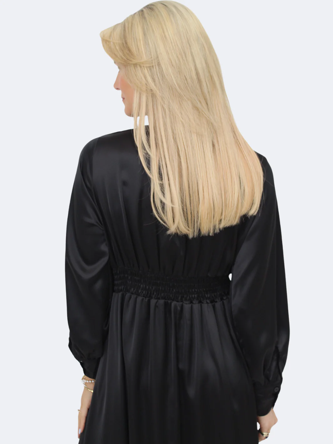 Kate & Pippa Kamala Satin Midi Dress In Black - Image 8