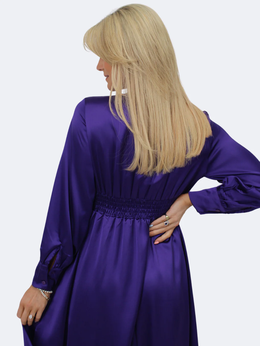 Kate & Pippa Kamala Satin Midi Dress In Purple - Image 7