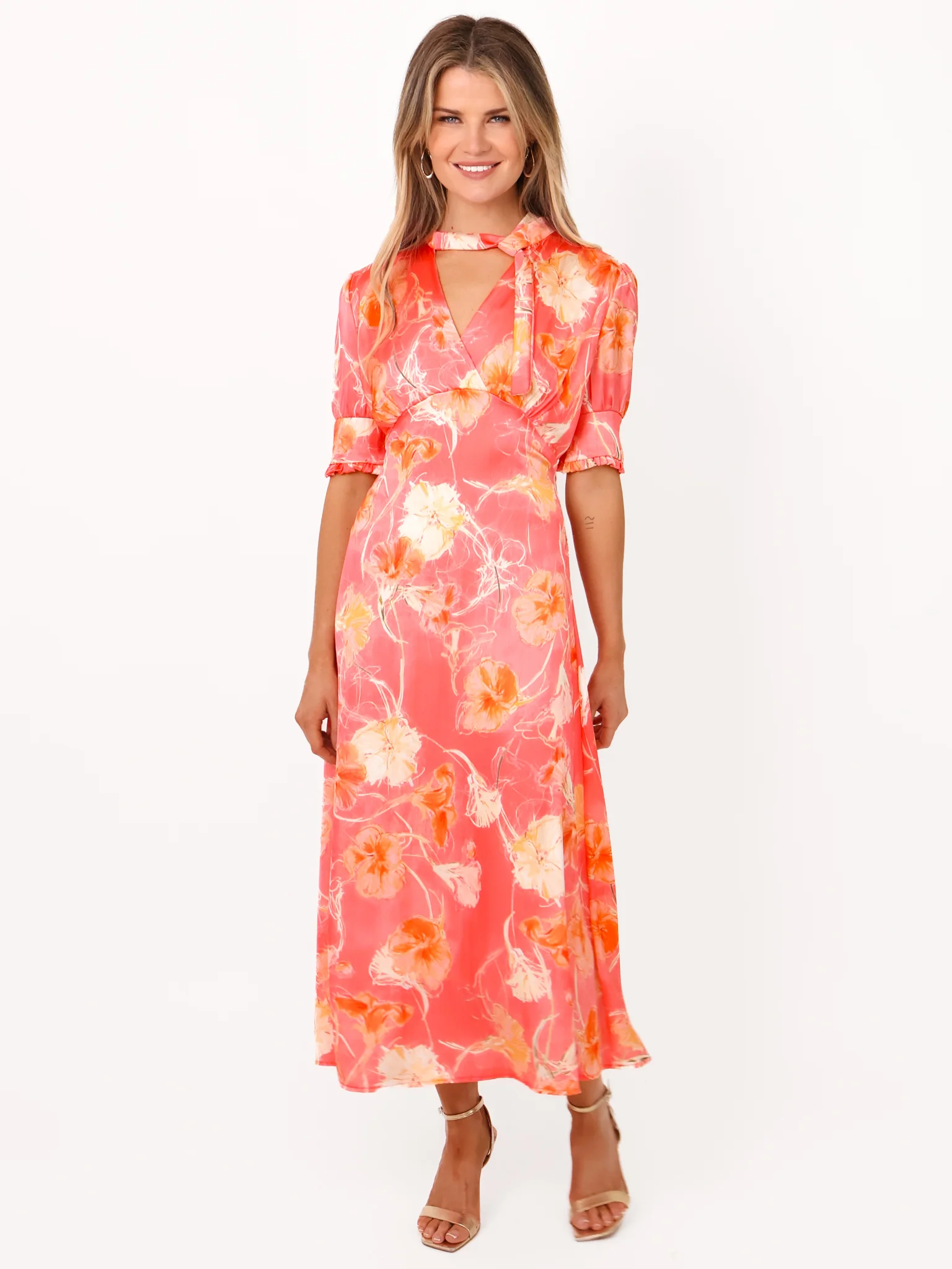 Kate & Pippa Kimber Midi Dress in Coral