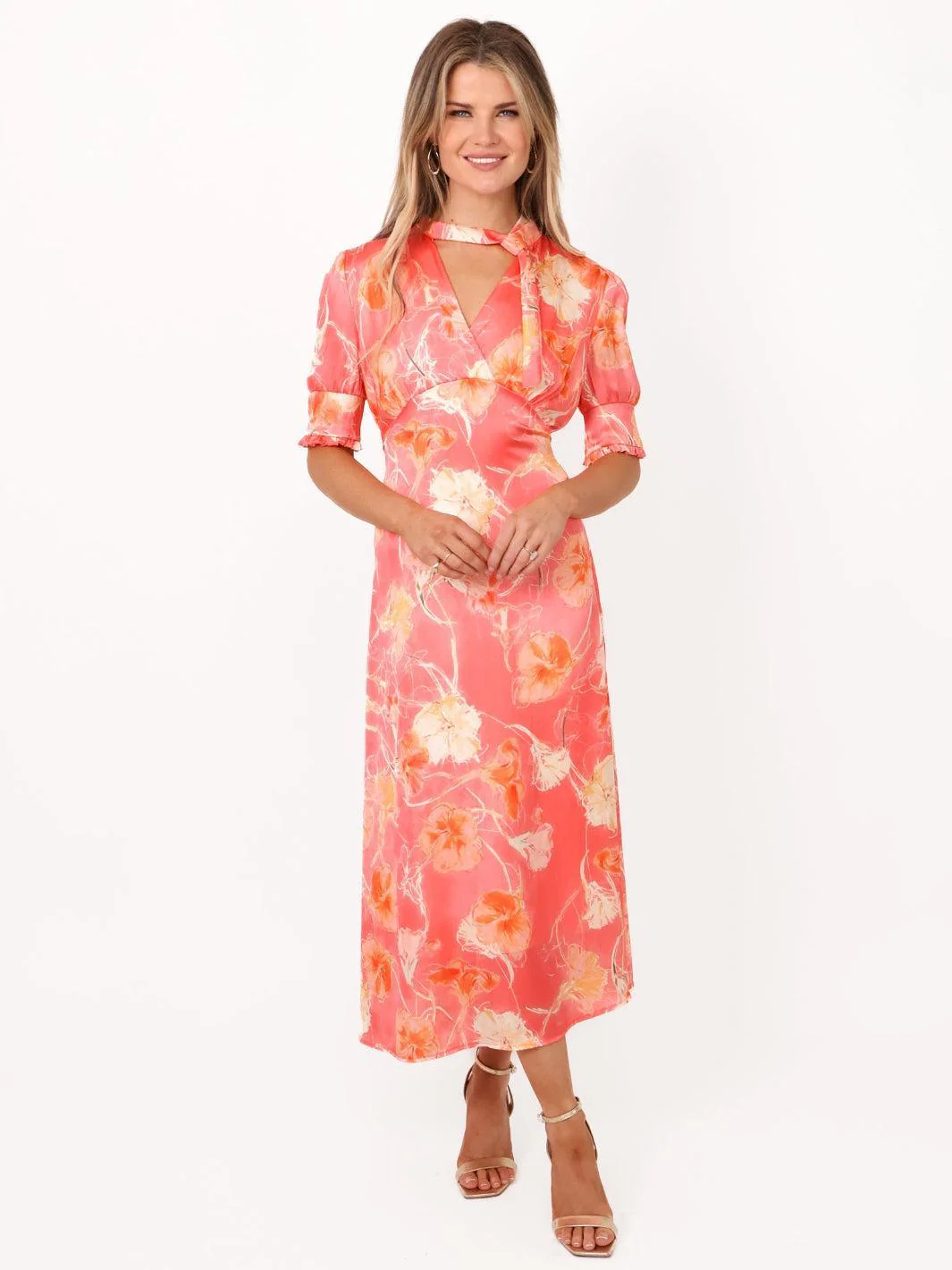 Kate & Pippa Kimber Midi Dress in Coral - Image 4