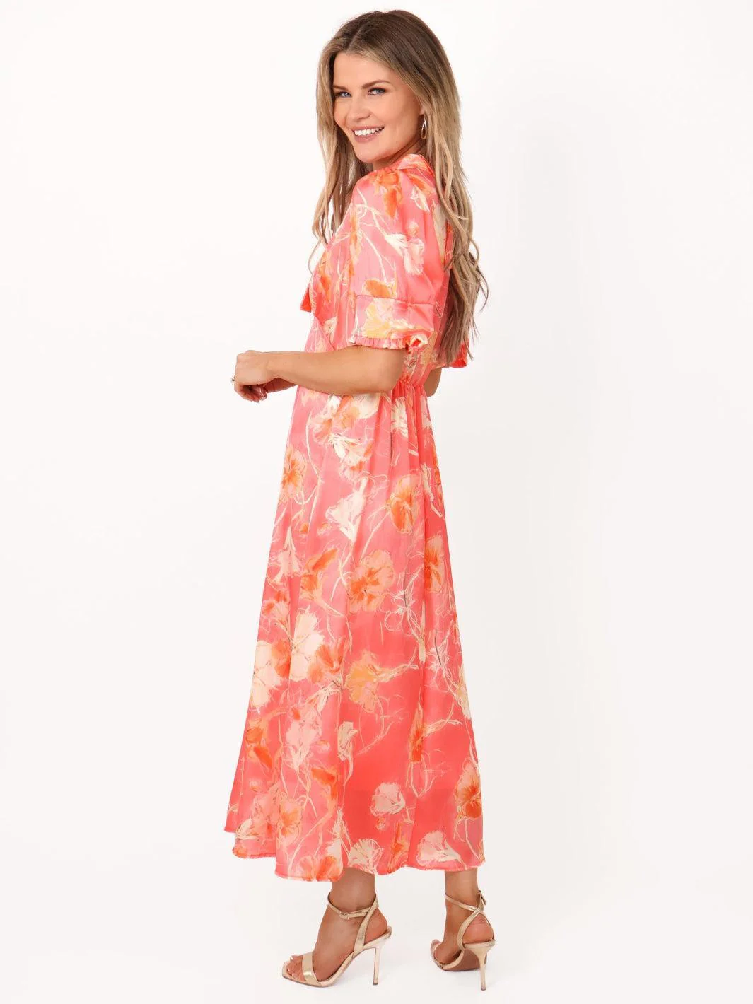 Kate & Pippa Kimber Midi Dress in Coral - Image 5