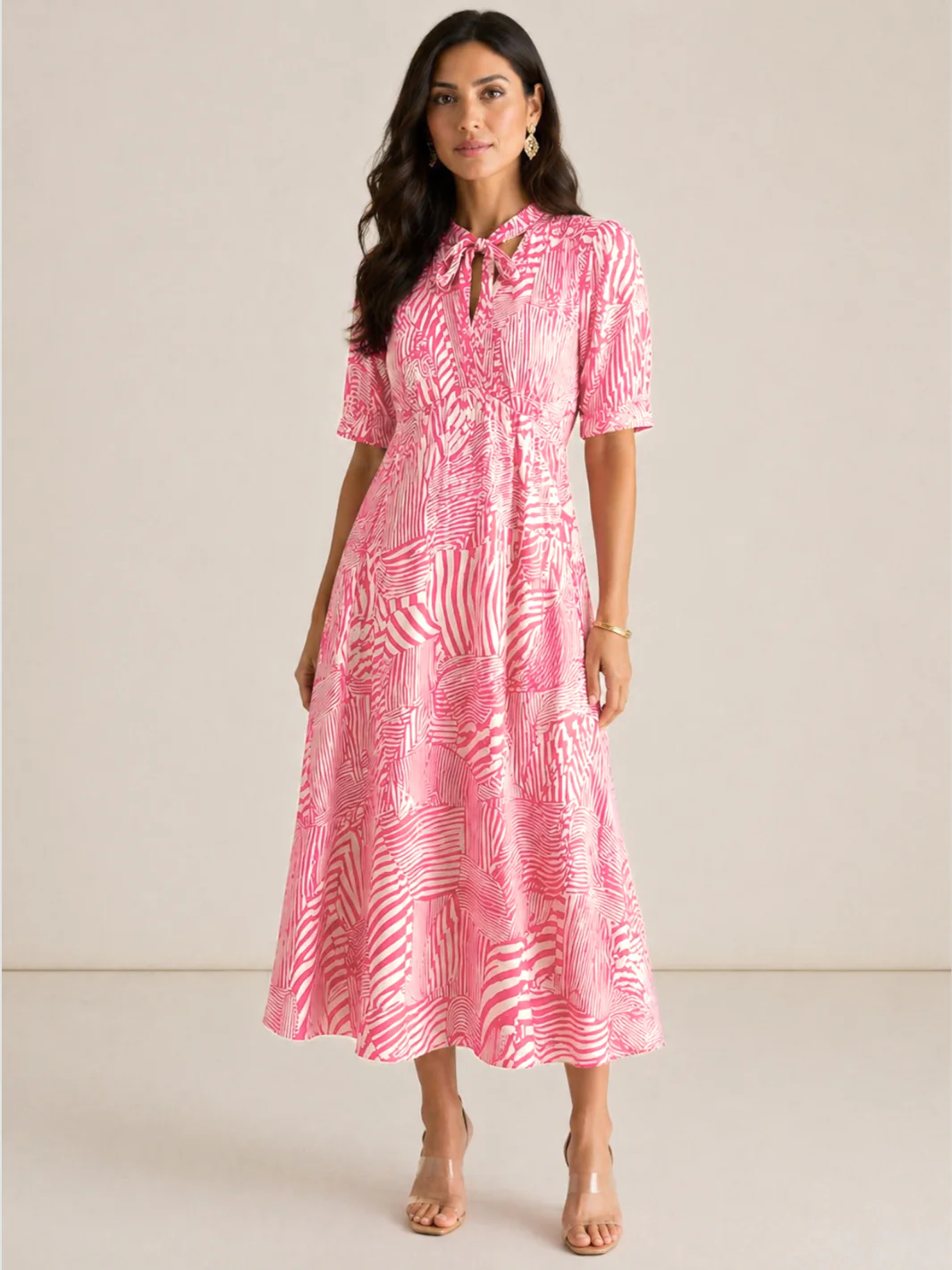 Kate & Pippa Kimber Midi Dress in Pink Print - Image 2
