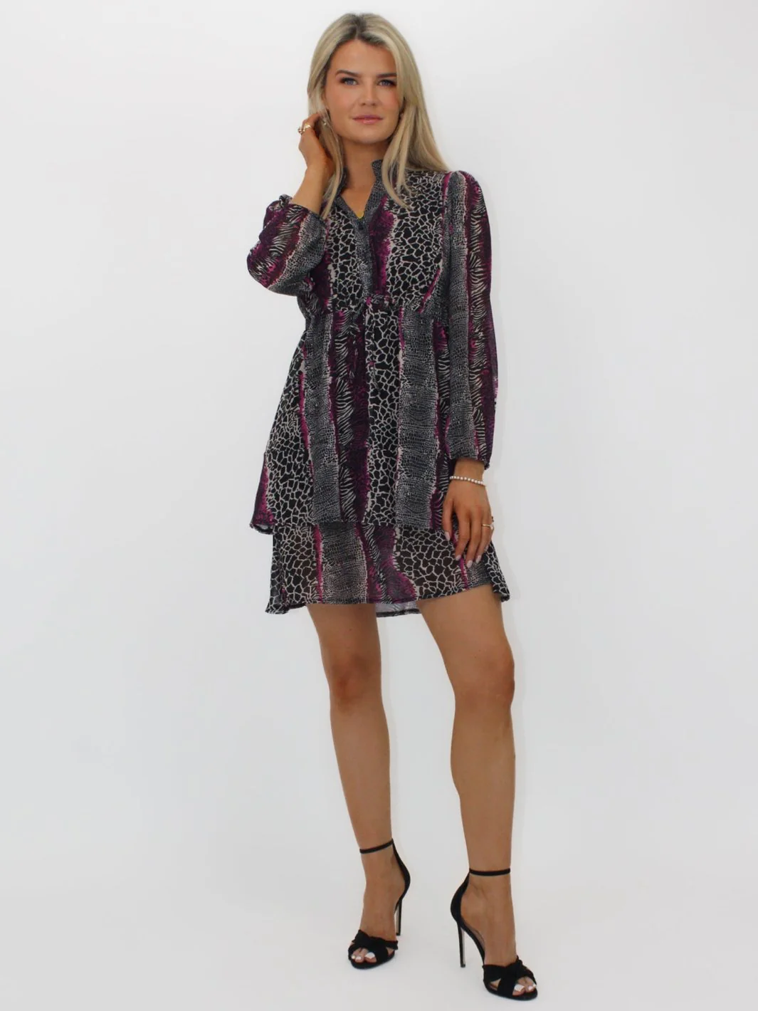 Kate & Pippa Latina Mini Dress In Magenta Animal Print - Image 8