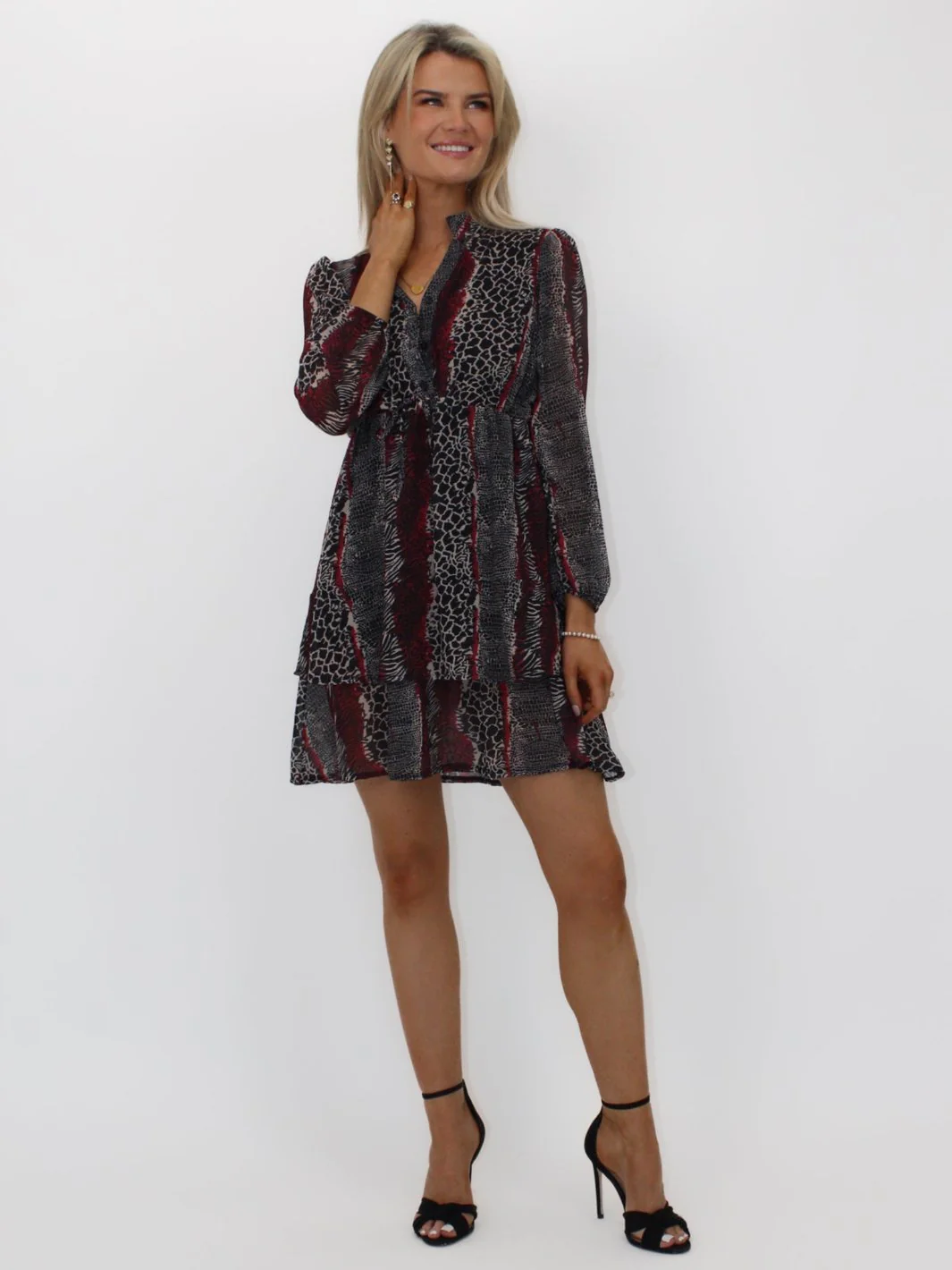 Kate & Pippa Latina Mini Dress In Red Animal Print - Image 10