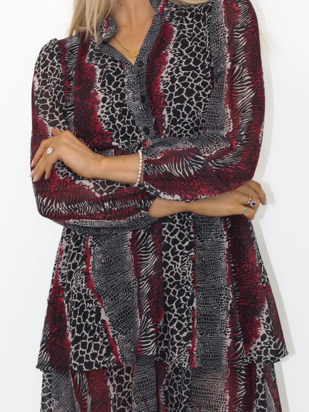 Kate & Pippa Latina Mini Dress In Red Animal Print - Image 12