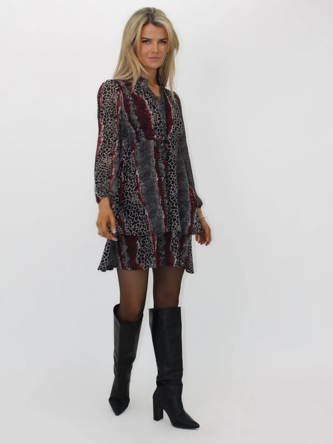 Kate & Pippa Latina Mini Dress In Red Animal Print - Image 7