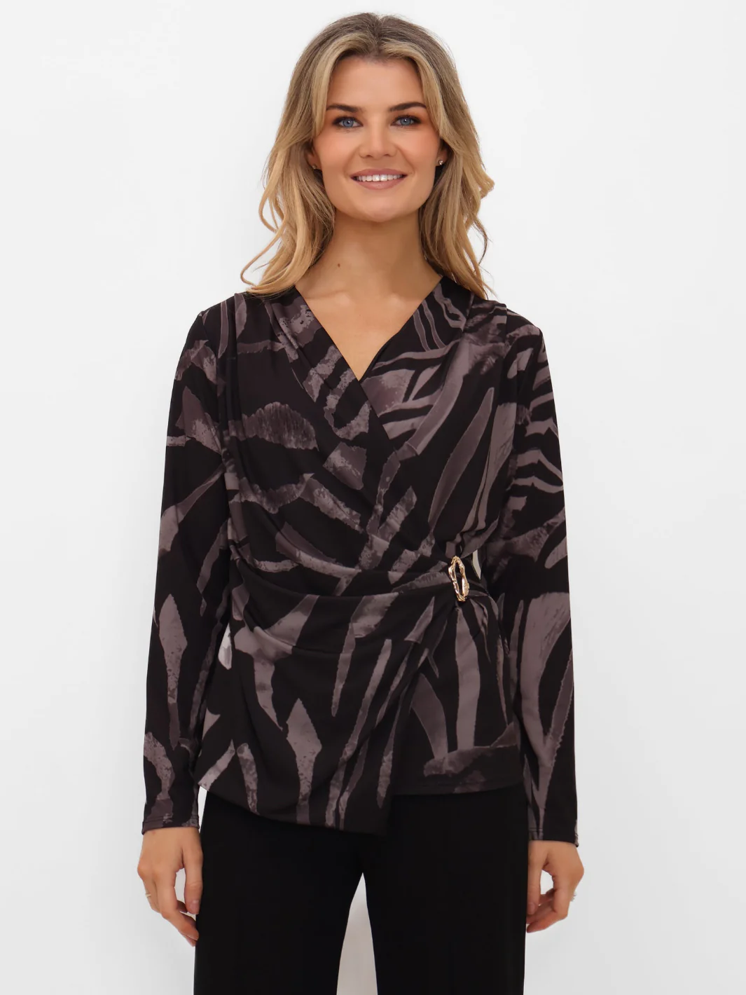 Kate & Pippa Lea Top In Grey Print - Image 2