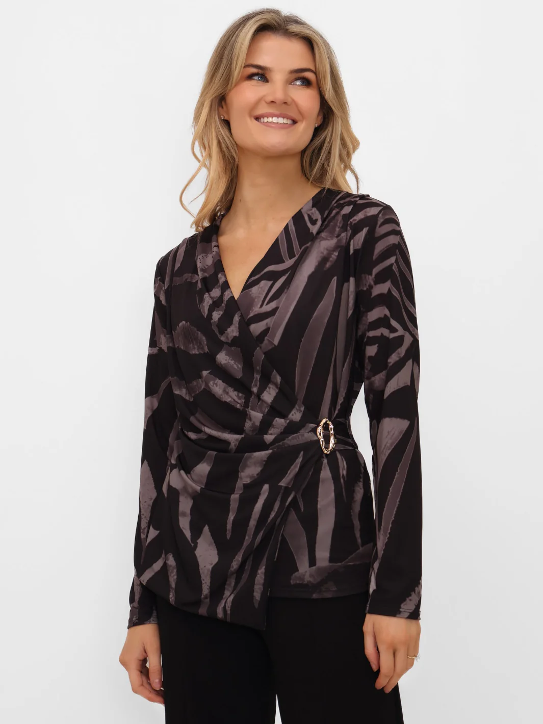 Kate & Pippa Lea Top In Grey Print - Image 4