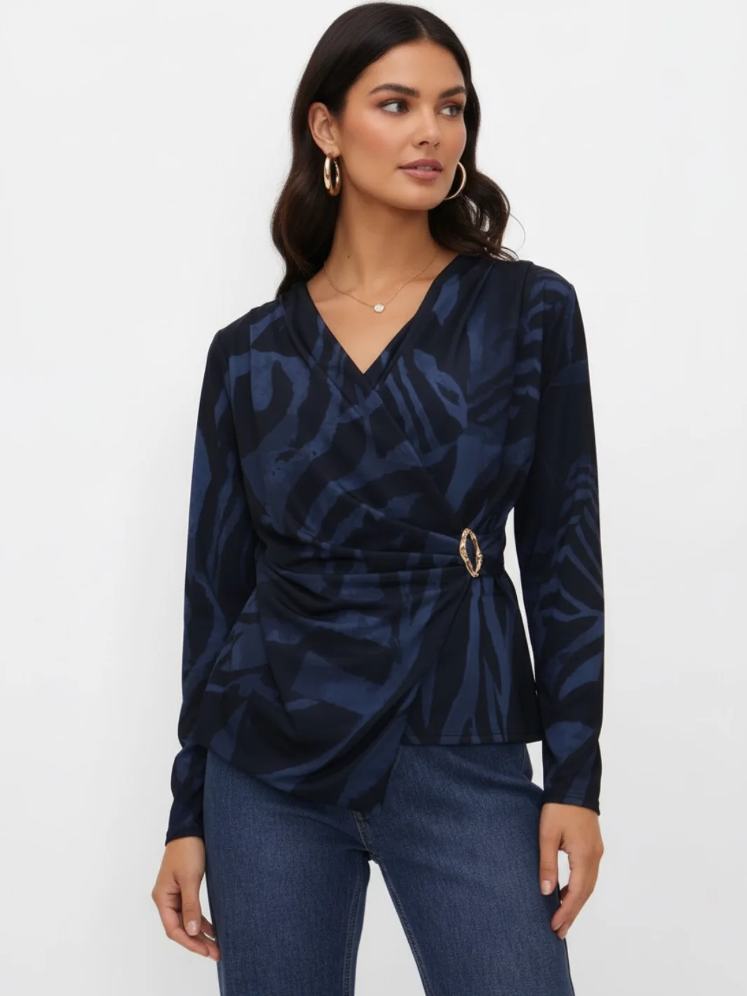 Kate & Pippa Lea Top In Navy Print - Image 2