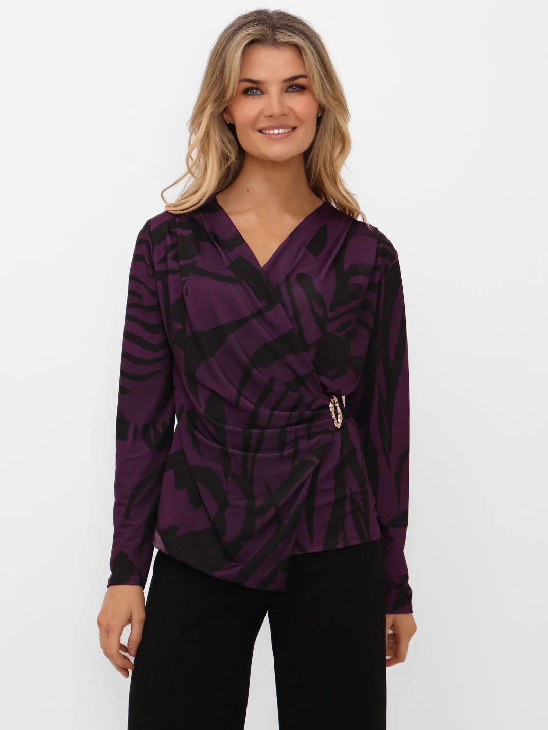 Kate & Pippa Lea Top In Purple Print - Image 2