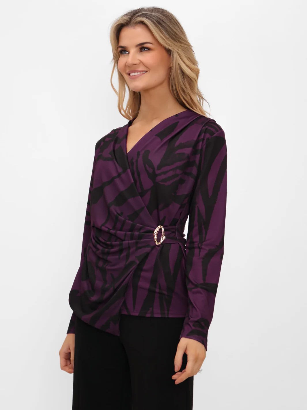 Kate & Pippa Lea Top In Purple Print - Image 3