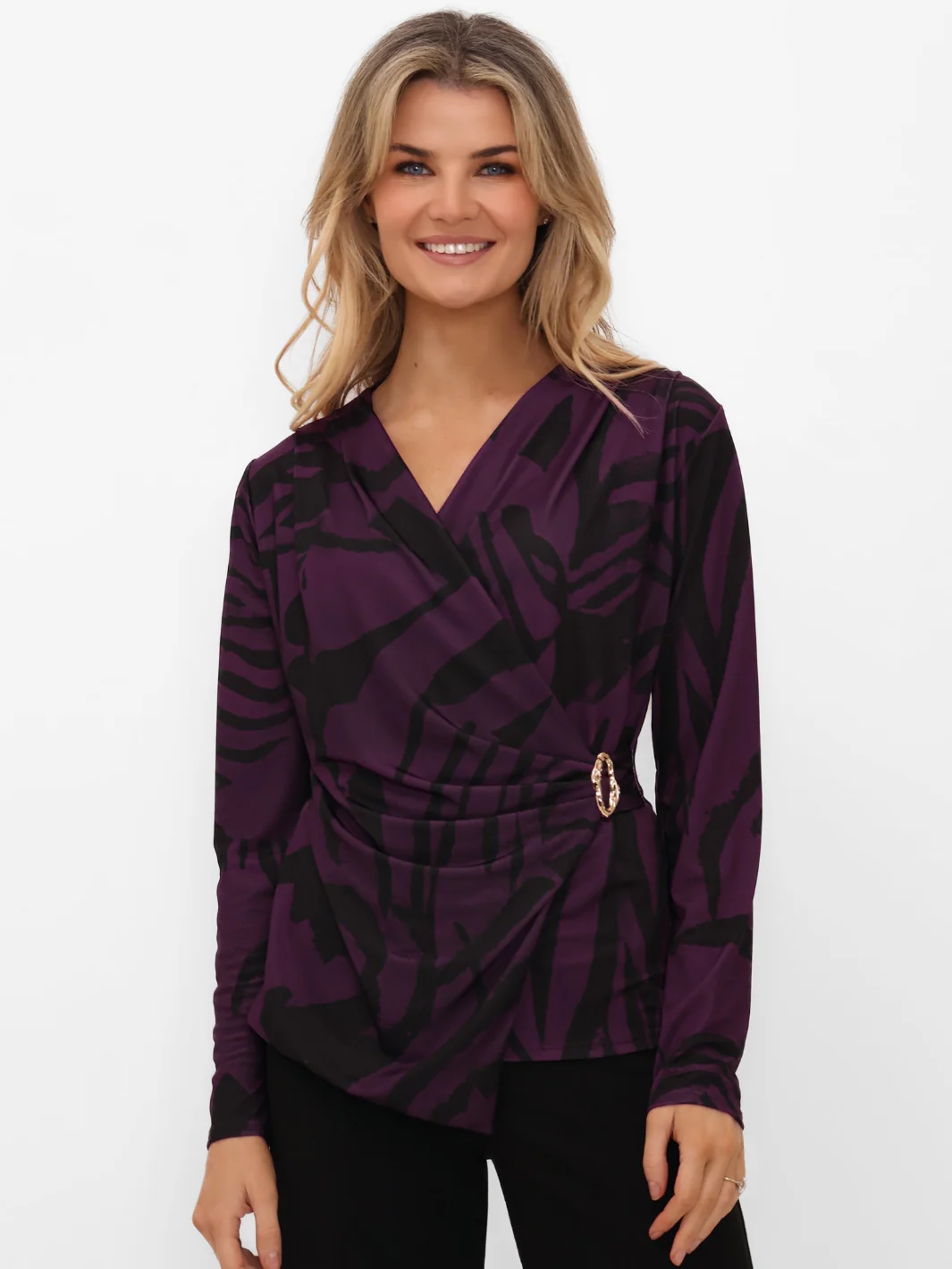 Kate & Pippa Lea Top In Purple Print - Image 4