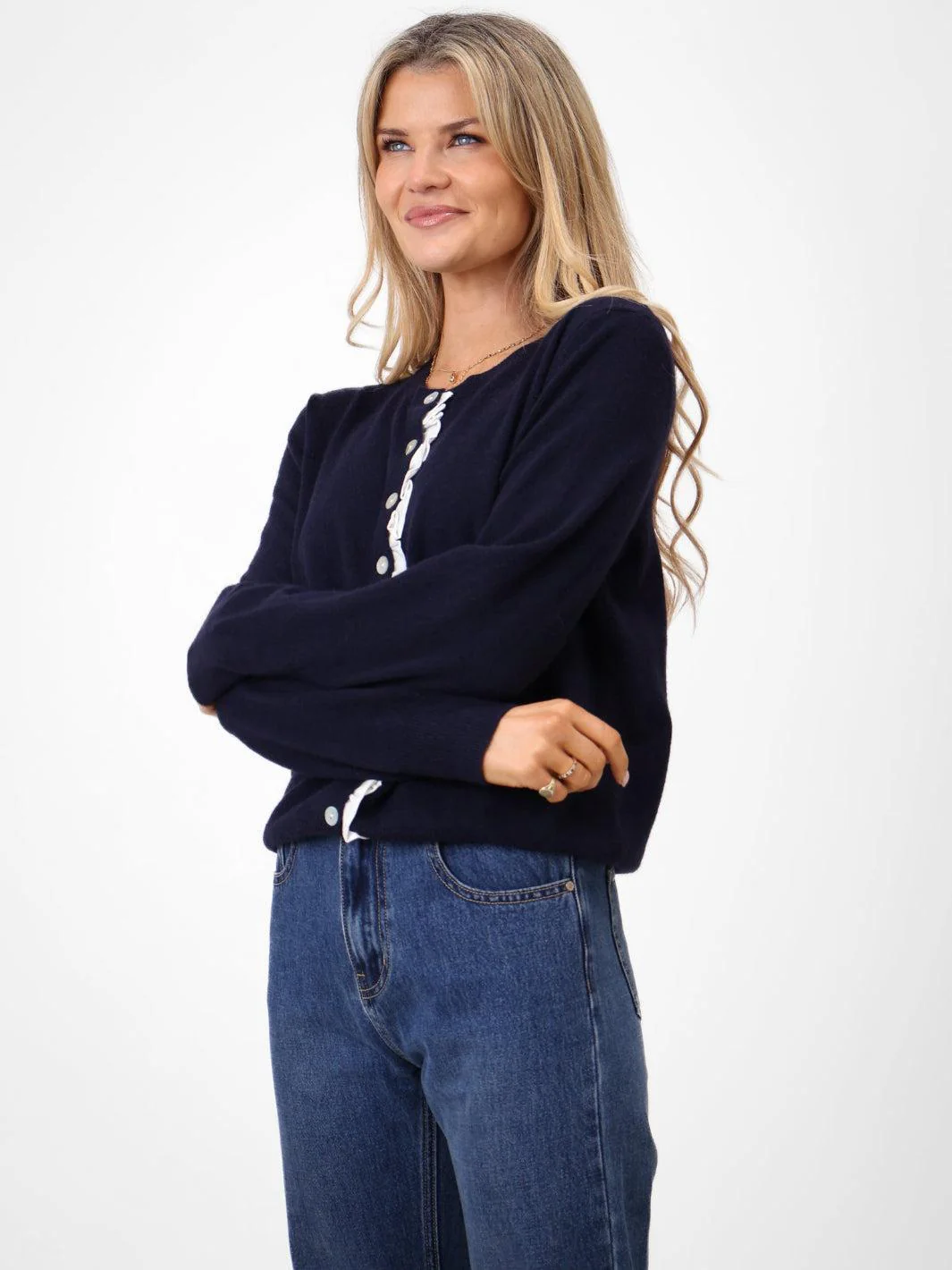 Kate & Pippa Lilah Cardigan In Navy - Image 4