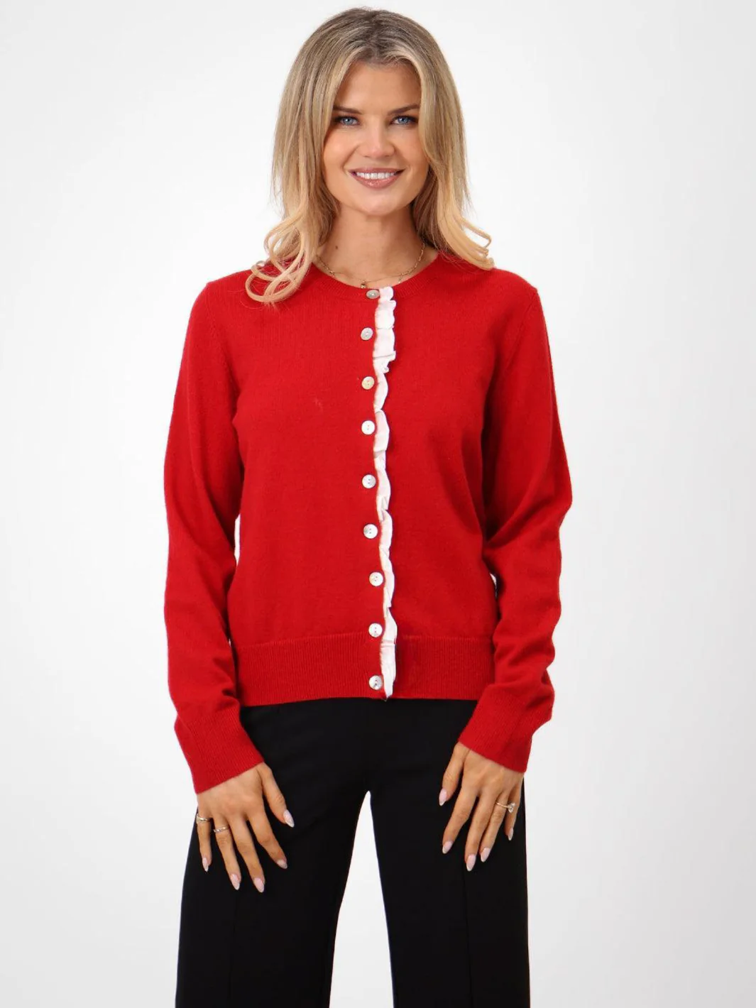 Kate & Pippa Lilah Cardigan In Red - Image 2