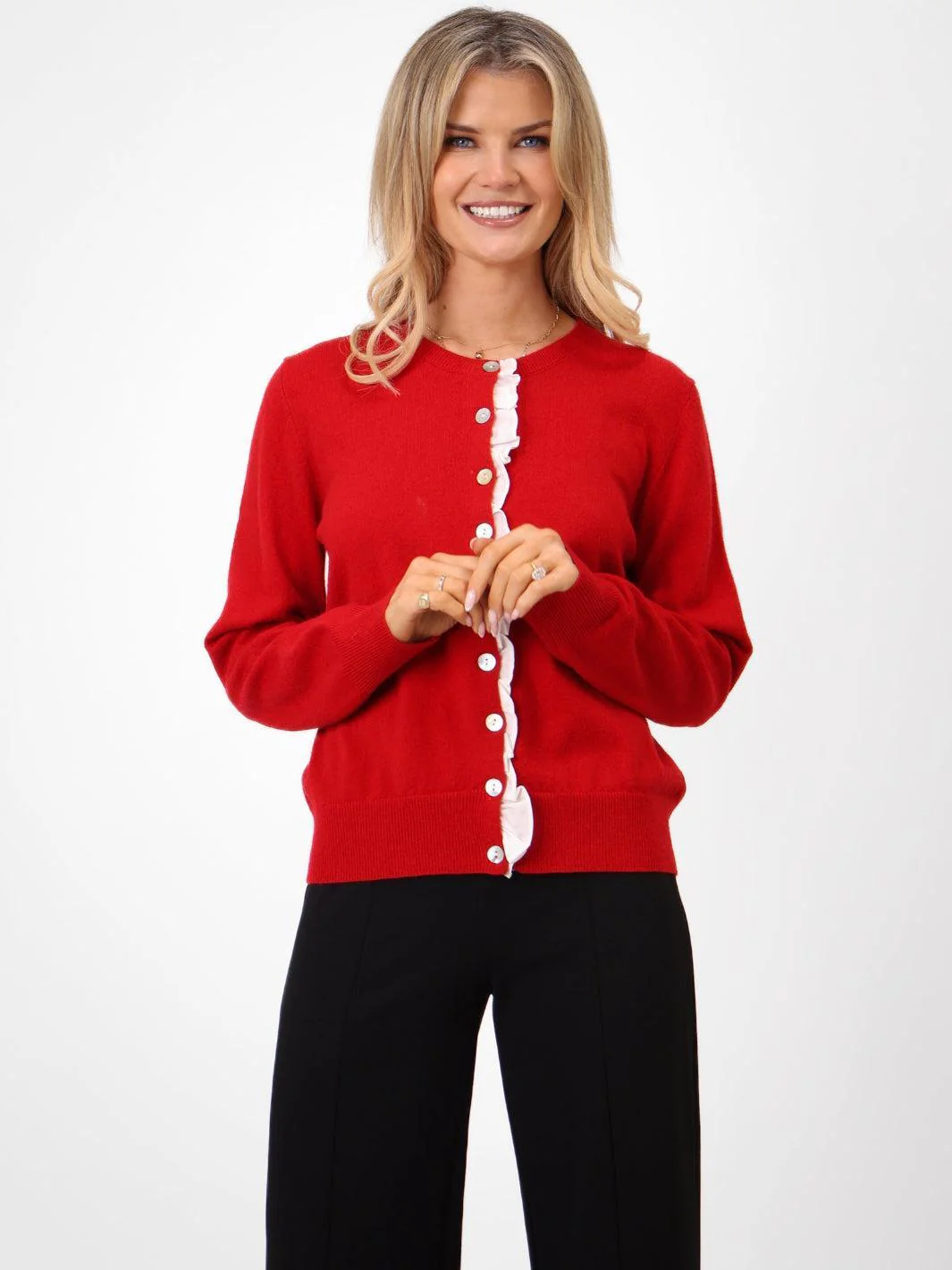 Kate & Pippa Lilah Cardigan In Red - Image 3
