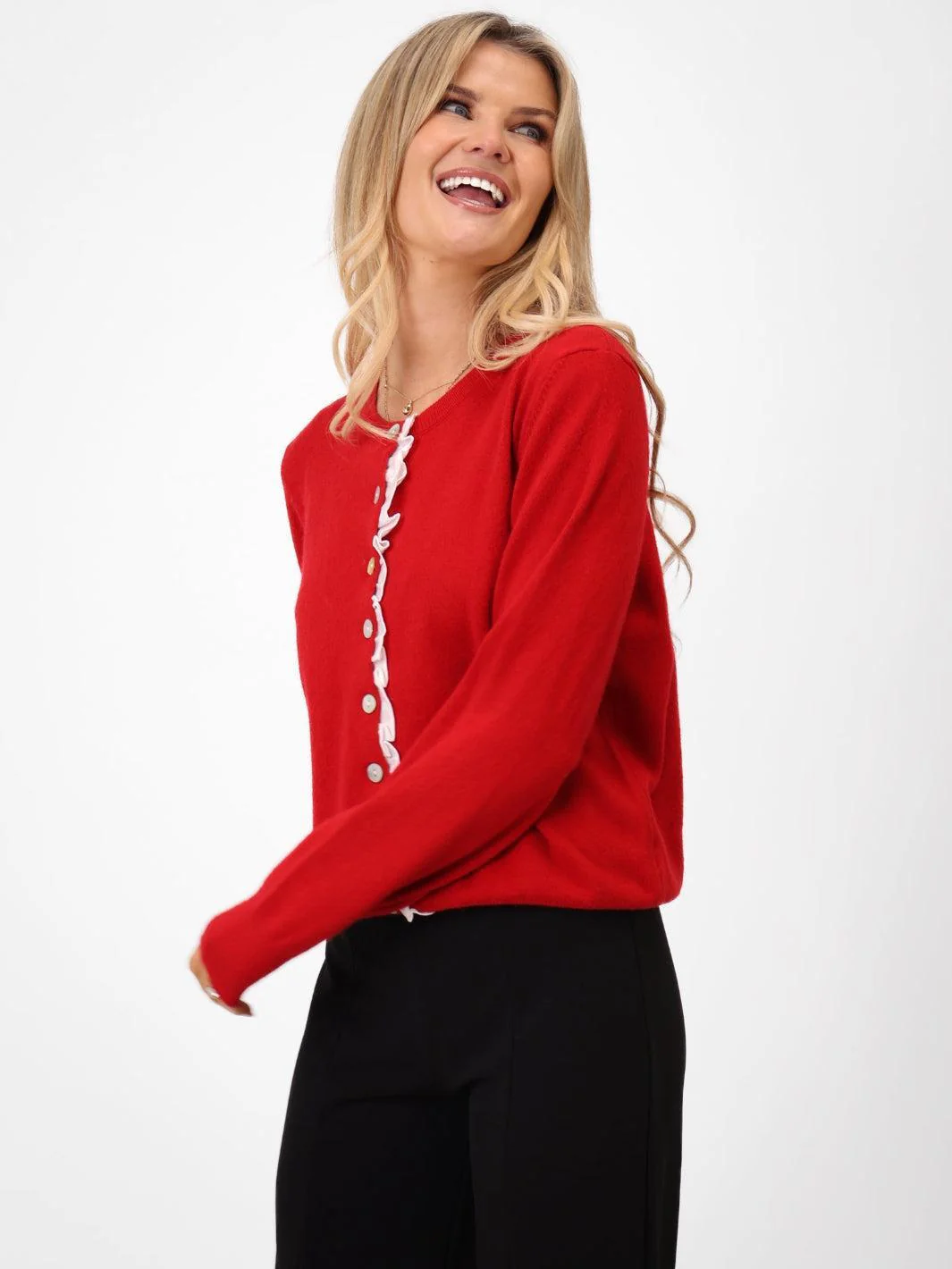 Kate & Pippa Lilah Cardigan In Red - Image 4