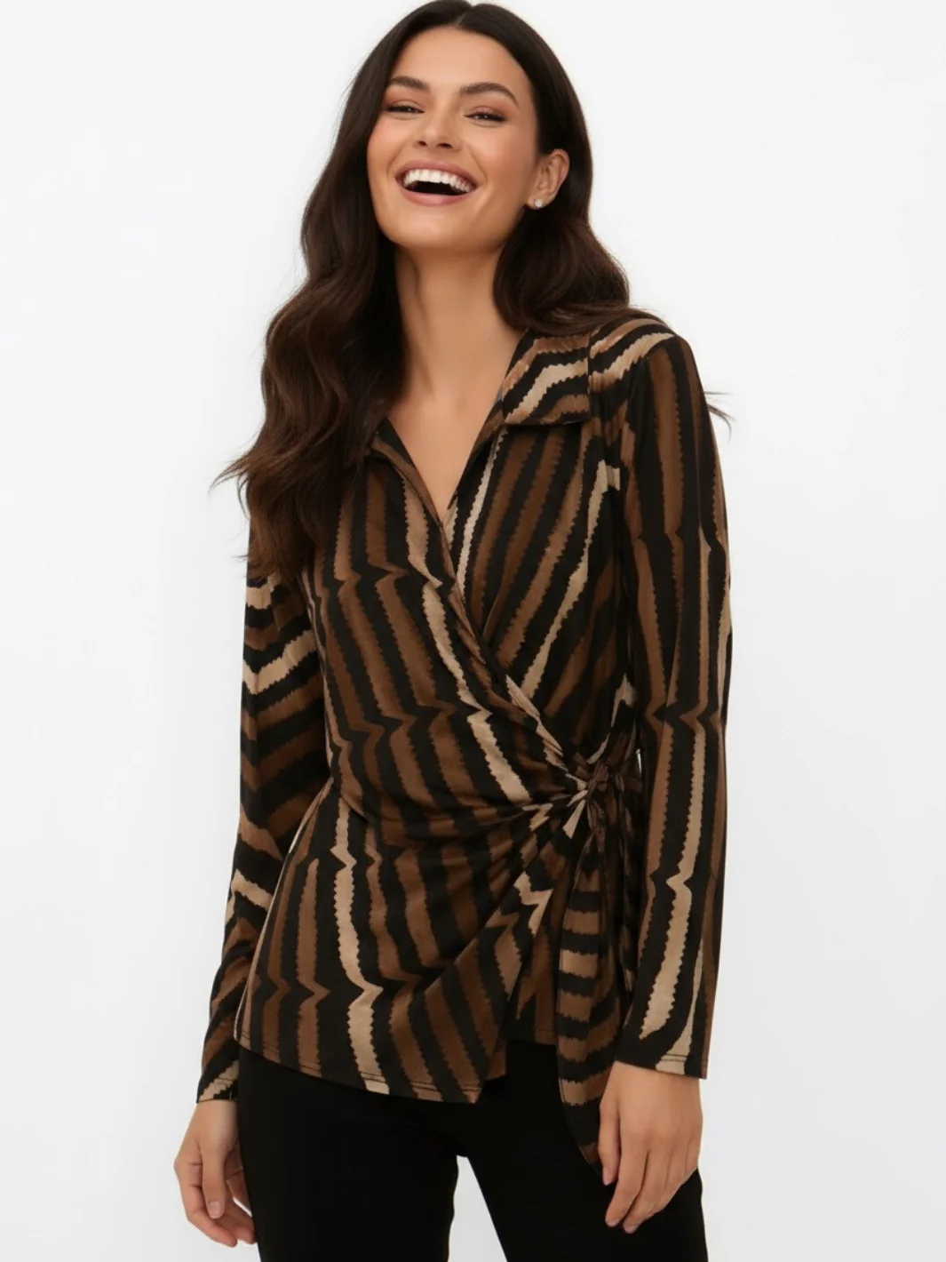 Kate & Pippa Lisa Top In Brown Print - Image 2