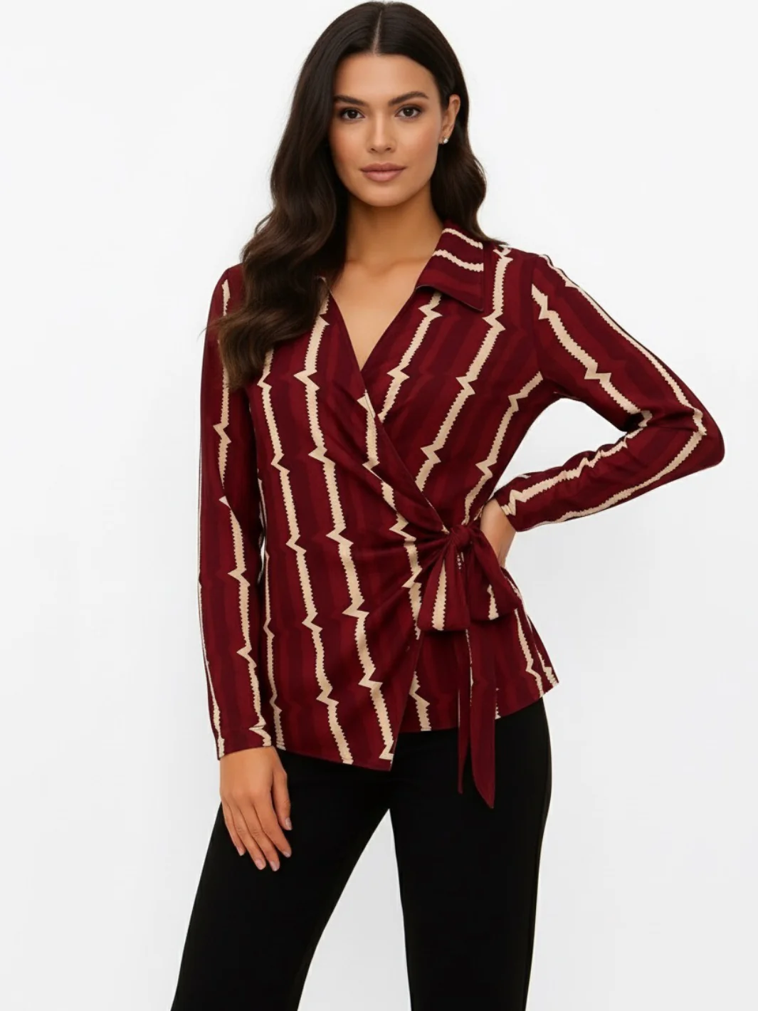 Kate & Pippa Lisa Top In Burgundy Print