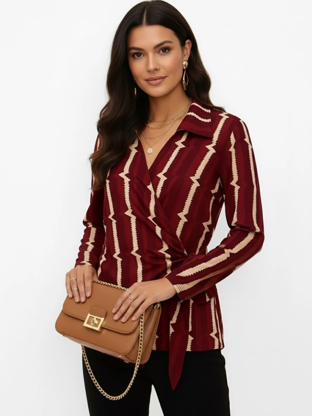 Kate & Pippa Lisa Top In Burgundy Print - Image 2