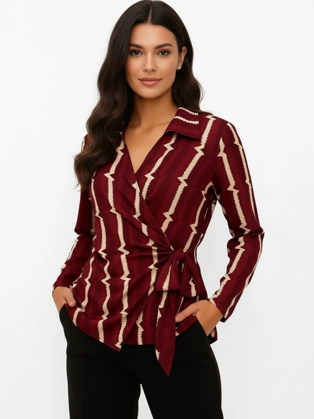 Kate & Pippa Lisa Top In Burgundy Print - Image 3